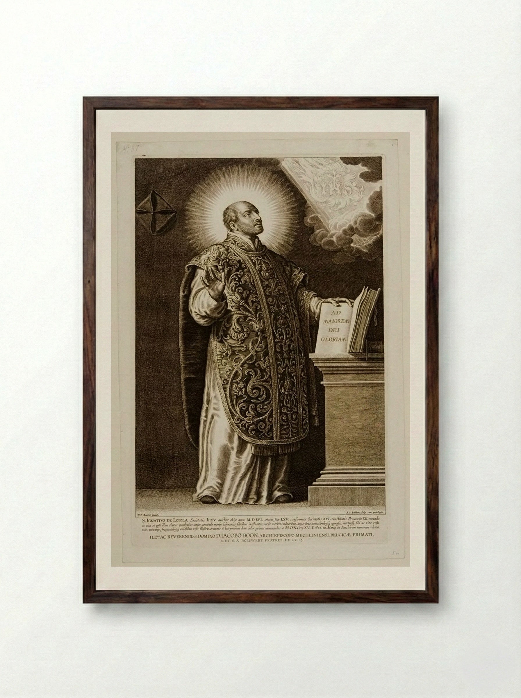 Saint Ignatius Loyola - Schelte Adamsz. Bolswert - Framed Print Dark Wood
