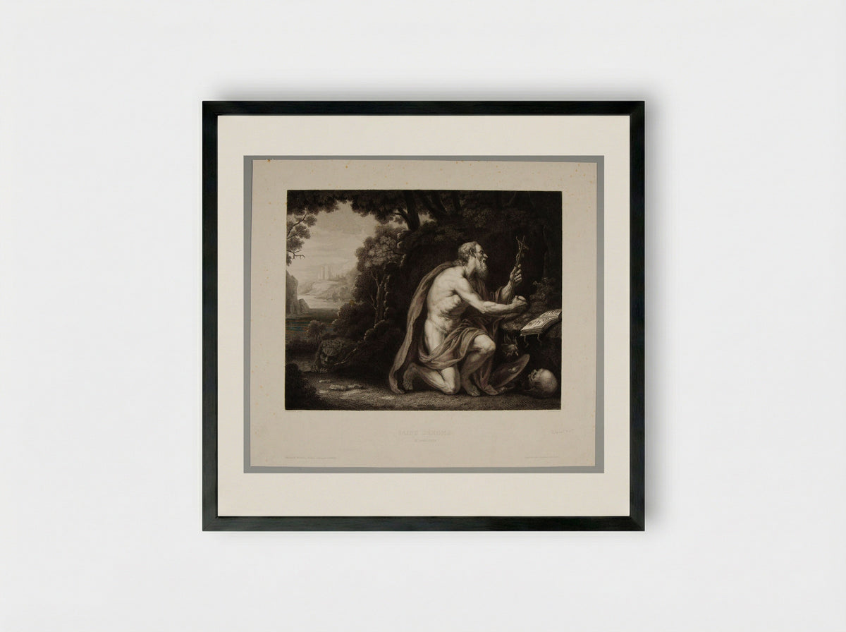Saint Jerome (After Domenichino) - Jean Marie Leroux - Framed Print Black
