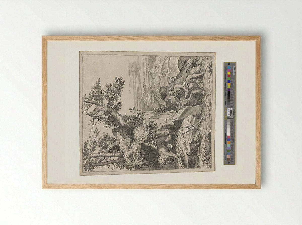 Saint Jerome Reading in the Desert - Cornelis Cort - Framed Print Wood