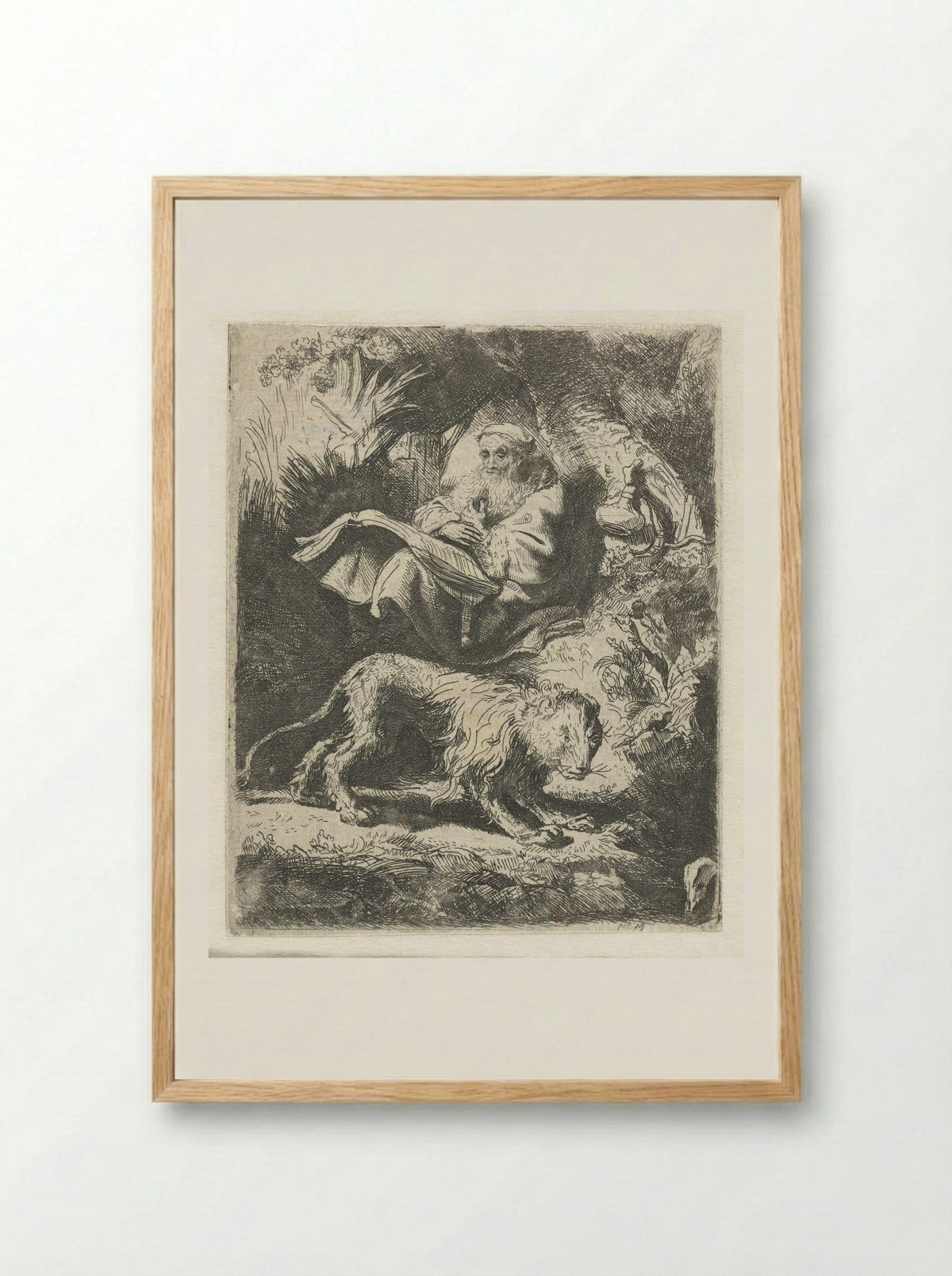 Saint Jerome Reading in the Wilderness - Joseph-Alexandre Le Campion - Framed Print Wood