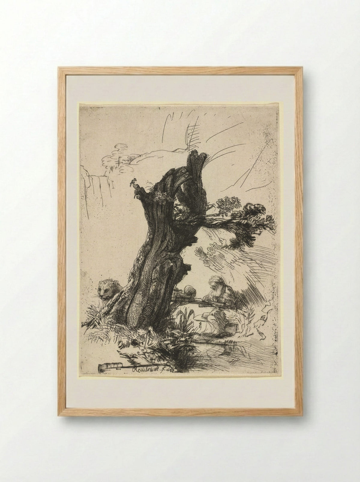 Saint Jerome beside a Pollard Willow - Rembrandt Harmensz. van Rijn - Framed Print Wood