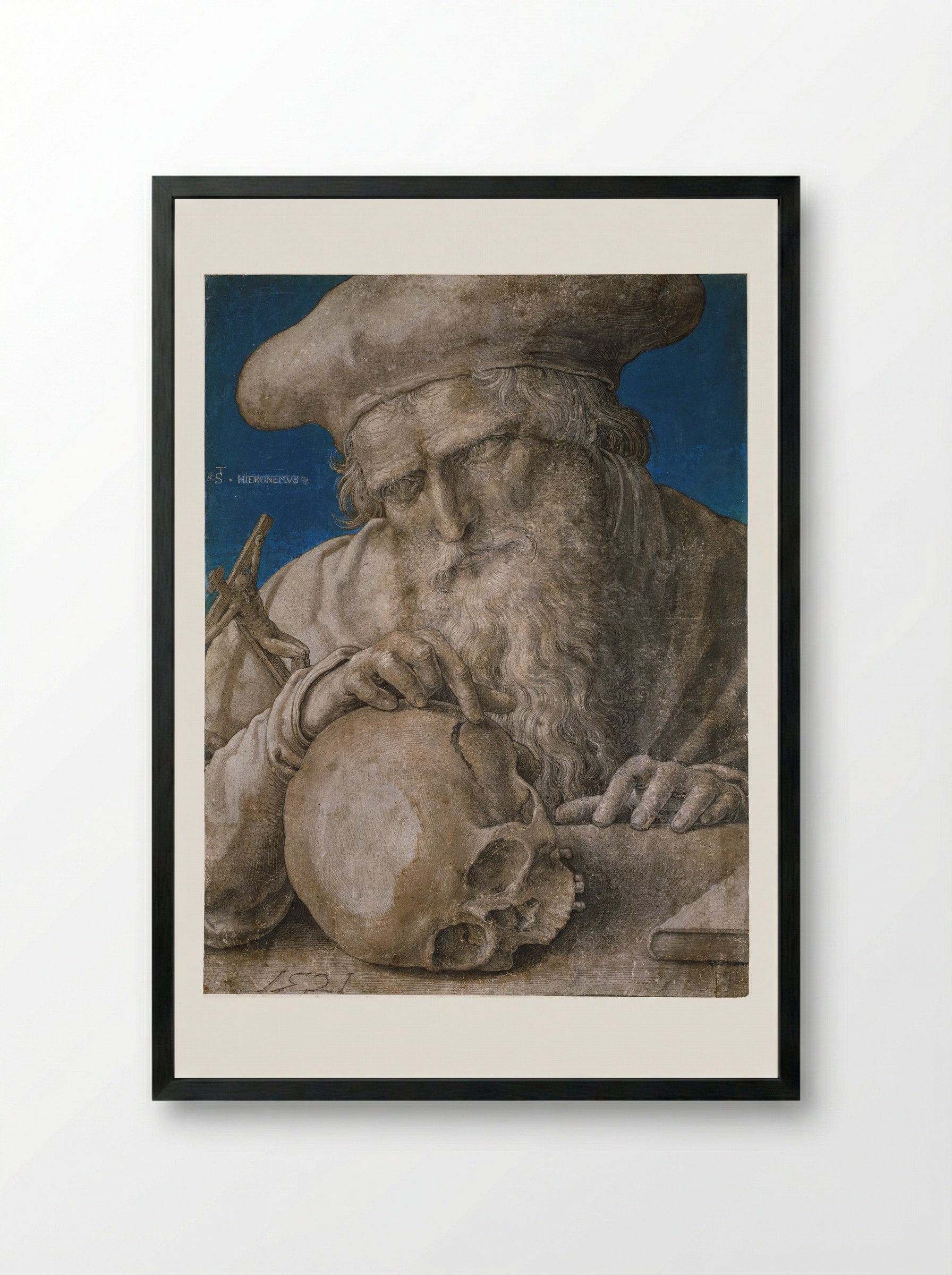 Saint Jerome in His Study - Lucas van Leyden - Framed Print Black