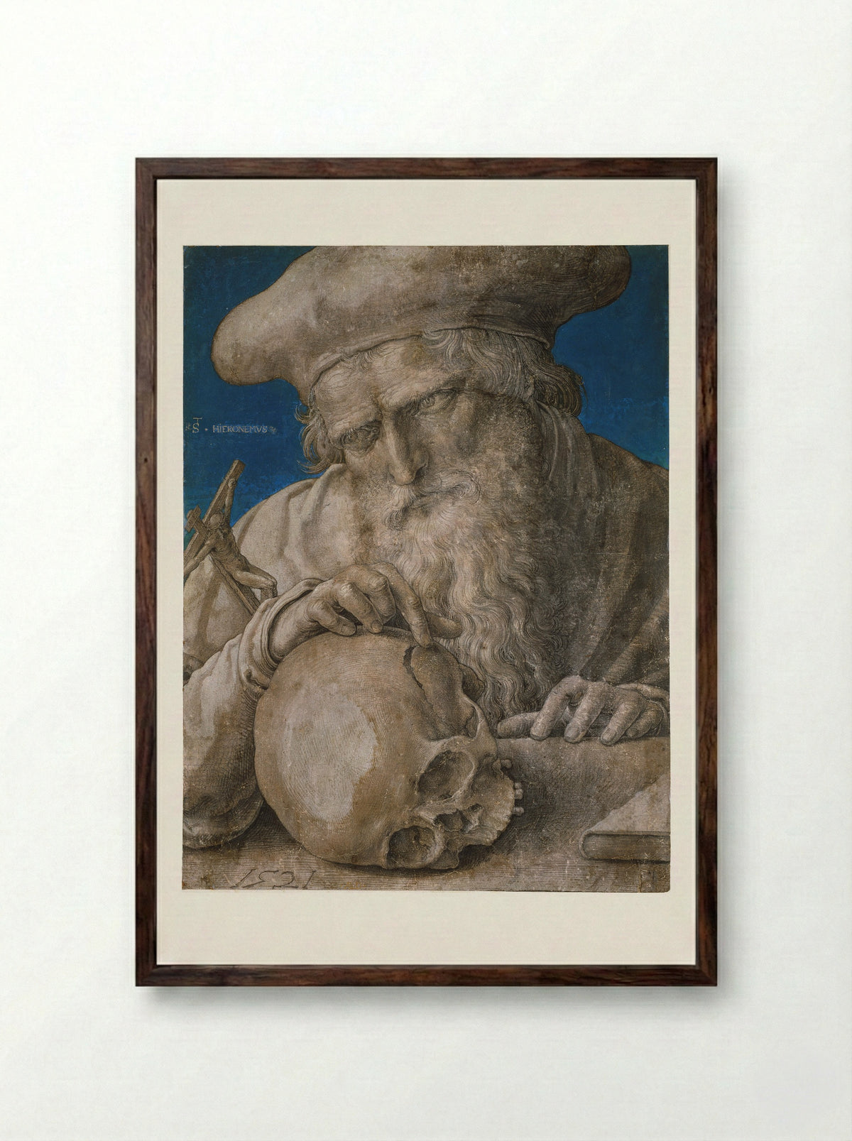 Saint Jerome in His Study - Lucas van Leyden - Framed Print Dark Wood