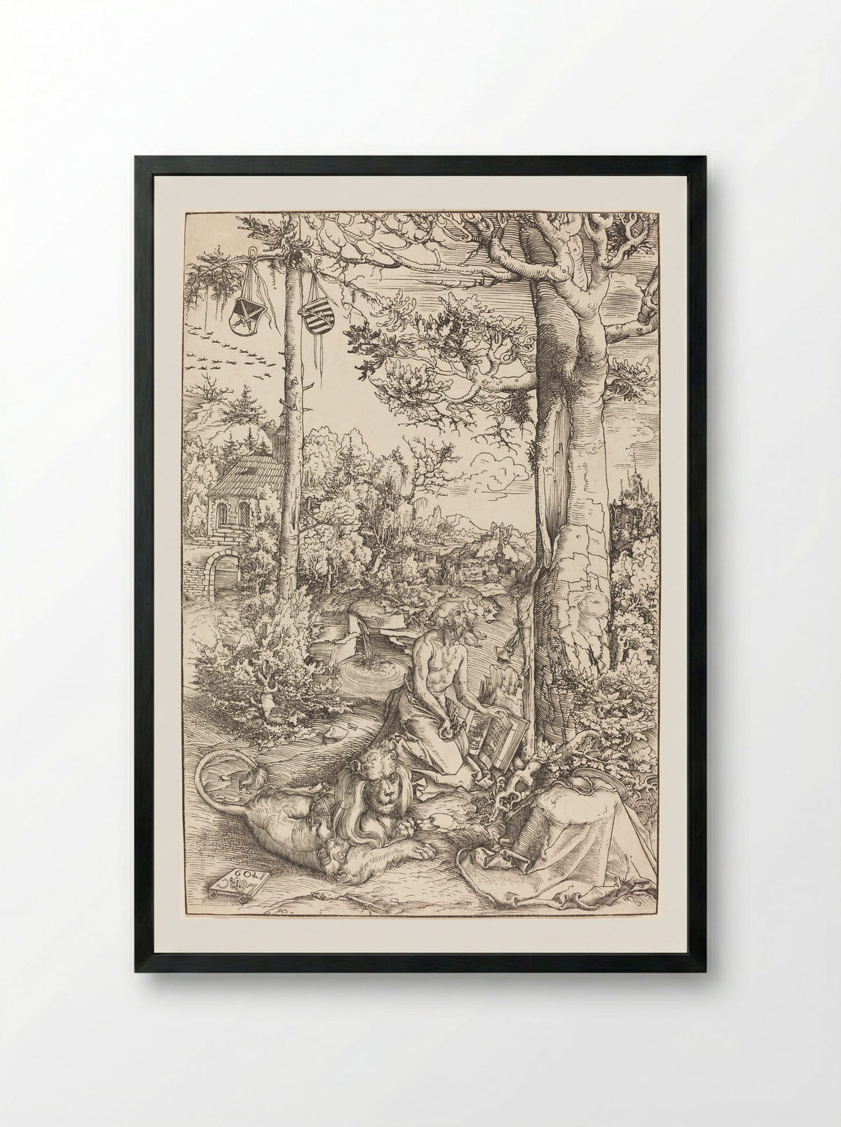 Saint Jerome in Penitence - Lucas Cranach the Elder - Framed Print Black