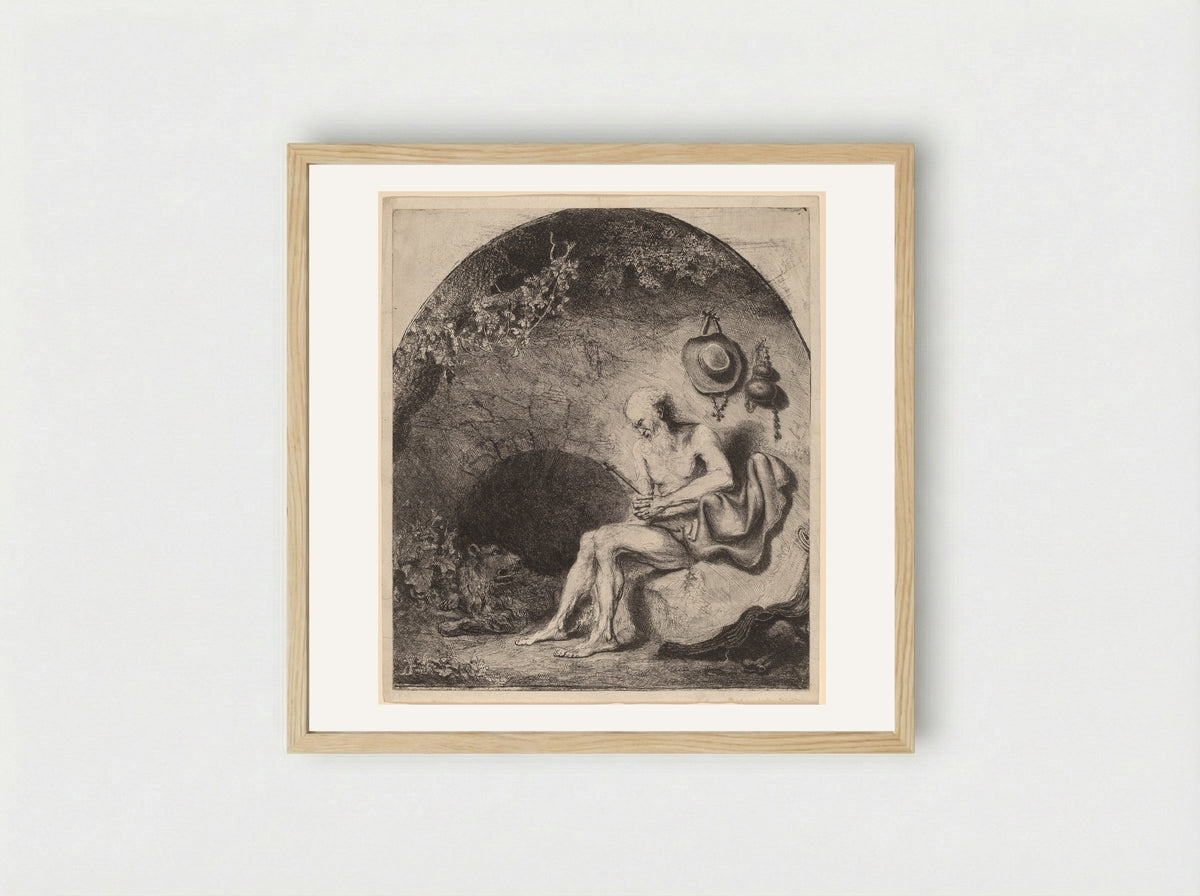 Saint Jerome in the Cave - Ferdinand Bol - Framed Print Wood