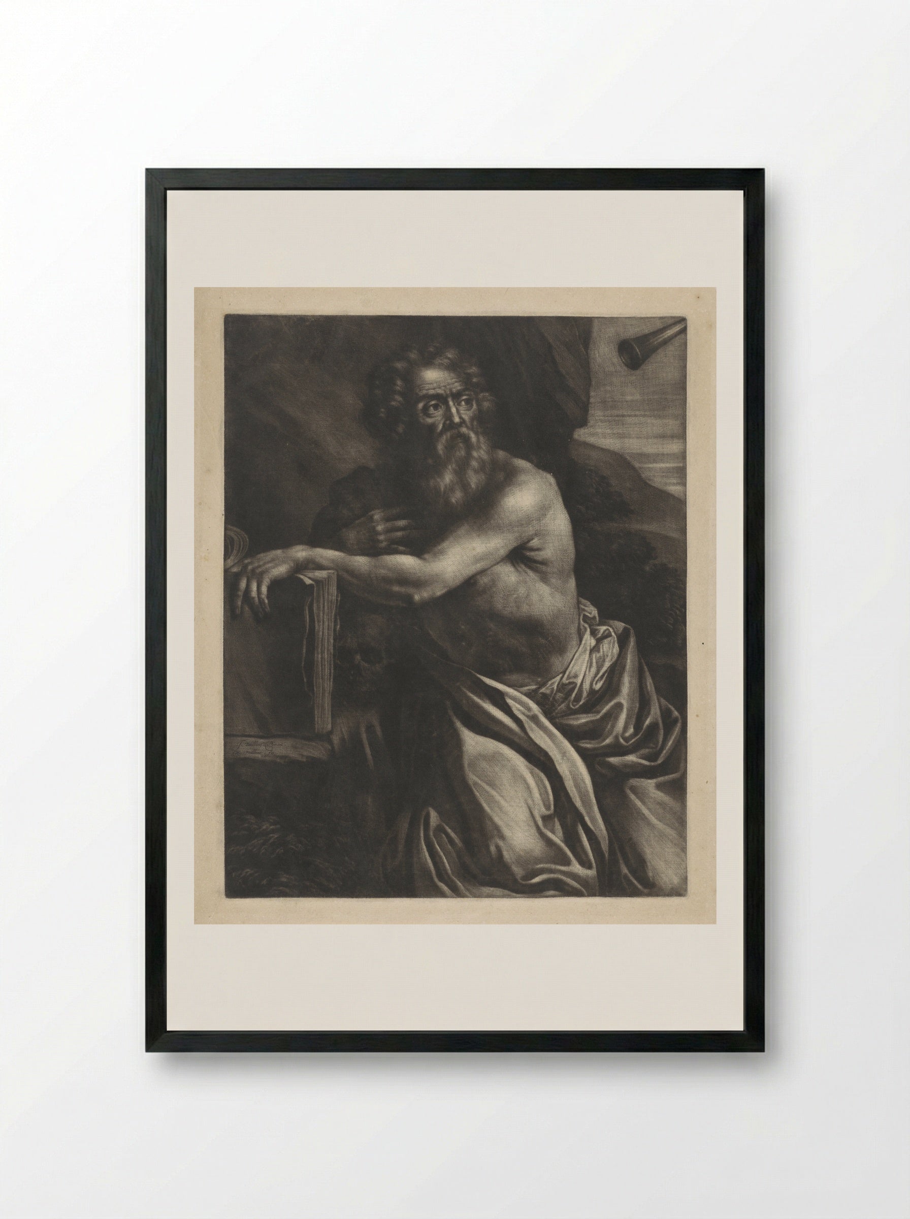 Saint Jerome in the Wilderness - Wallerant Vaillant - Framed Print Black