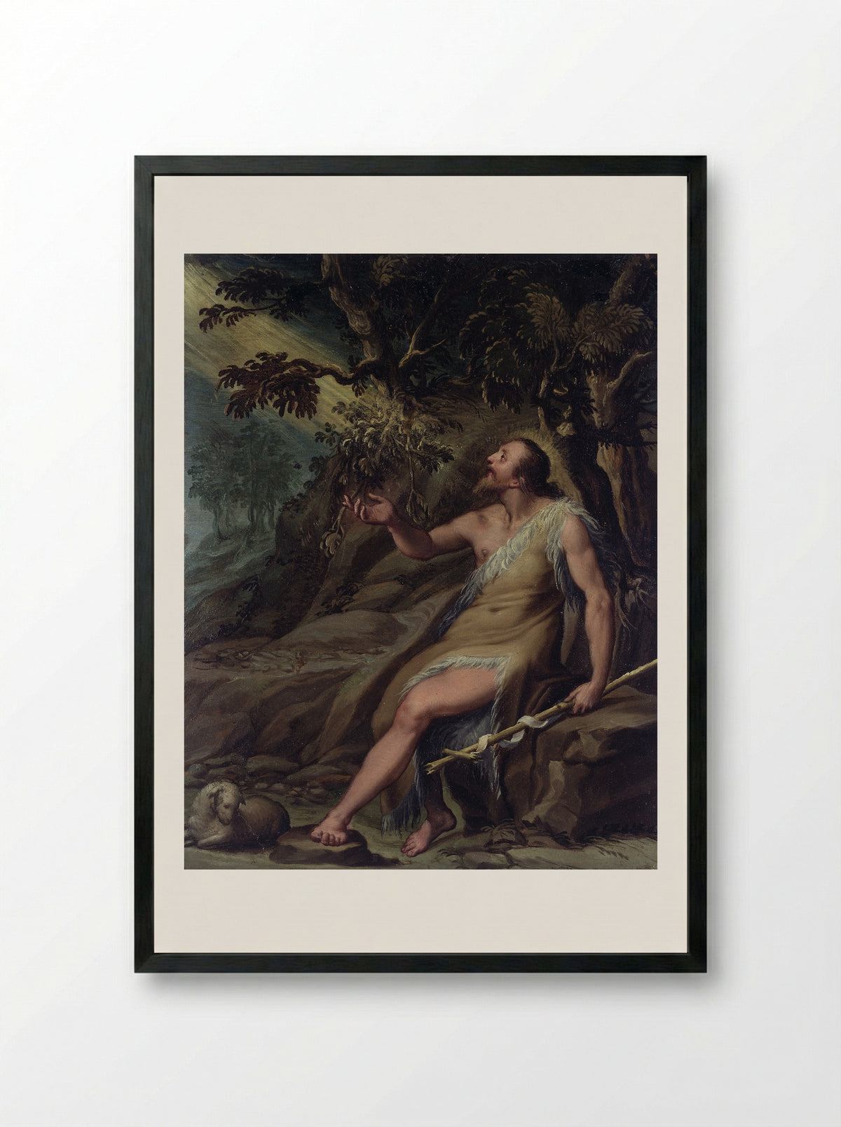 Saint Jerome in the Wilderness - Denys Calvaert - Framed Print Black