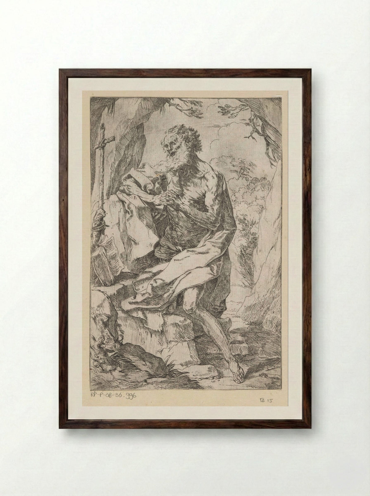 Saint Jerome in the Wilderness - Guido Reni - Framed Print Dark Wood