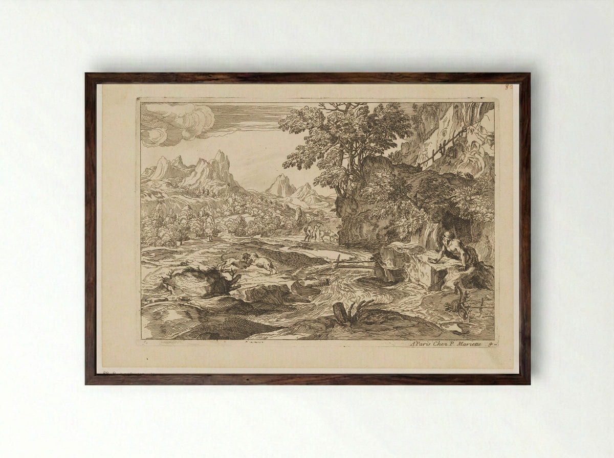 Saint Jerome in the Wilderness - Tiziano Vecelli - Framed Print Dark Wood