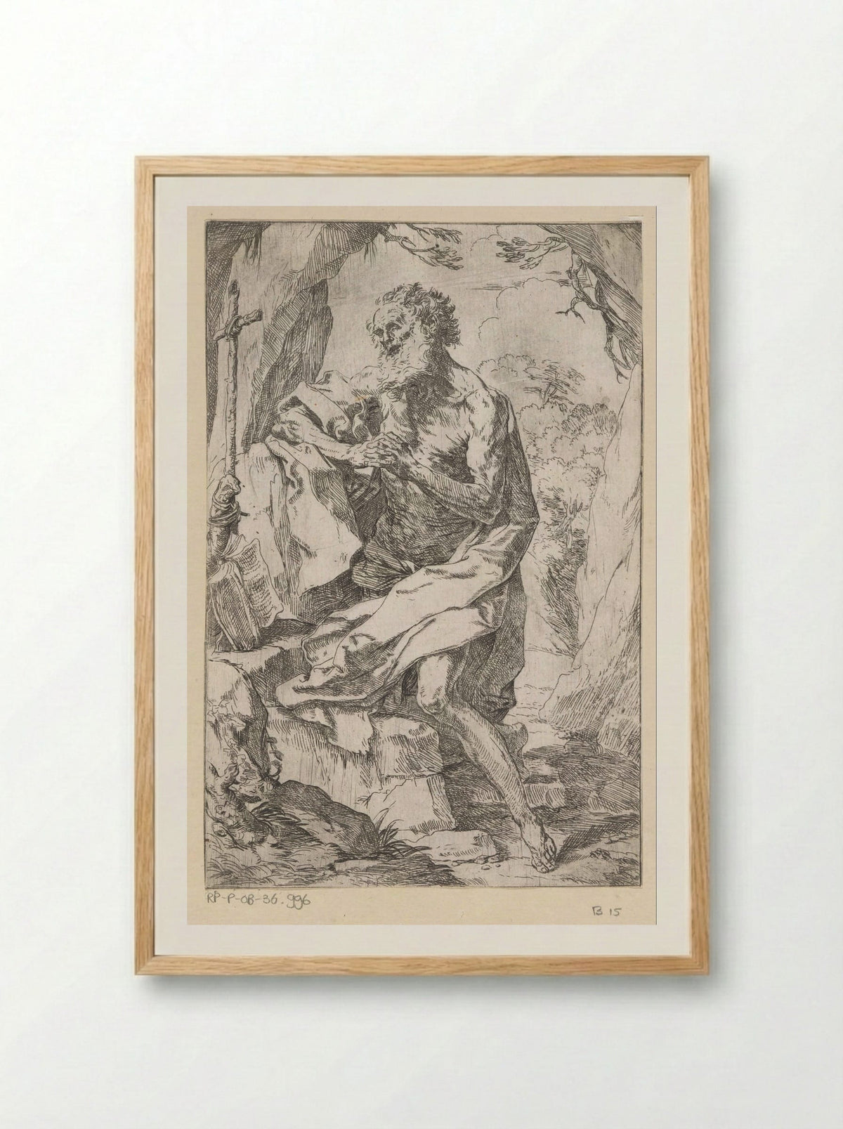 Saint Jerome in the Wilderness - Guido Reni - Framed Print Wood