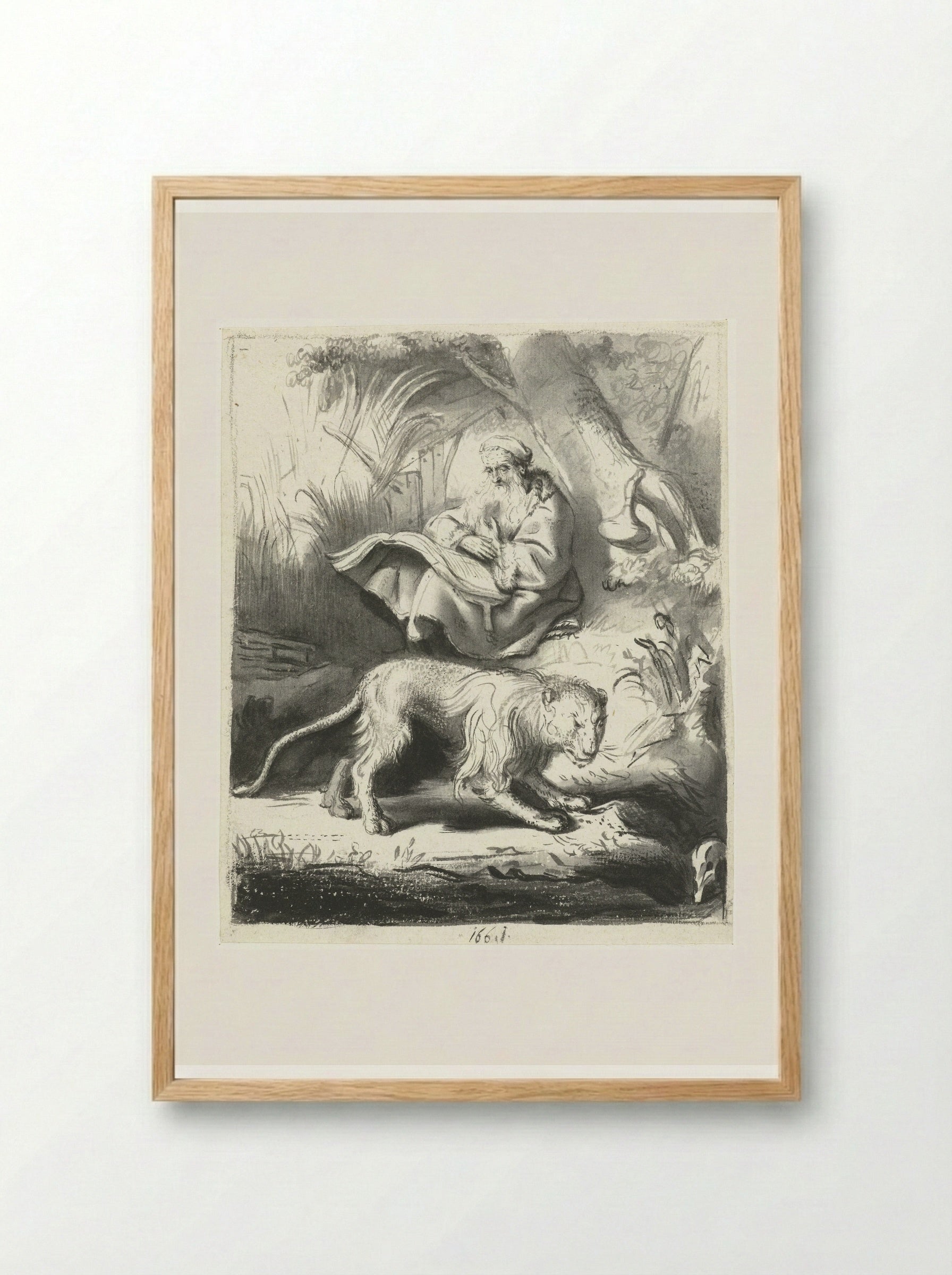 Saint Jerome in the Wilderness - Moses ter Borch - Framed Print Wood