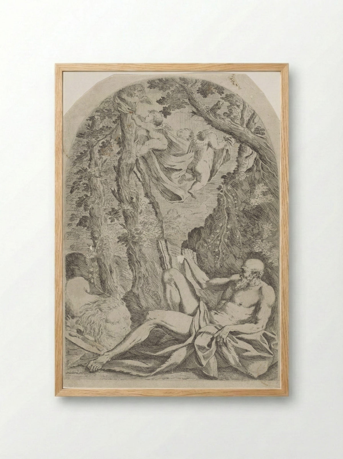 Saint Jerome in the Wilderness - Francesco Amato - Framed Print Wood