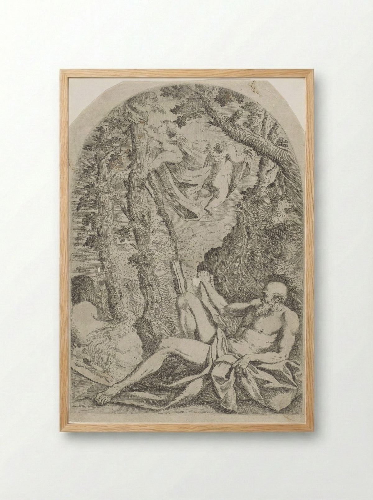 Saint Jerome in the Wilderness - Francesco Amato - Framed Print Wood