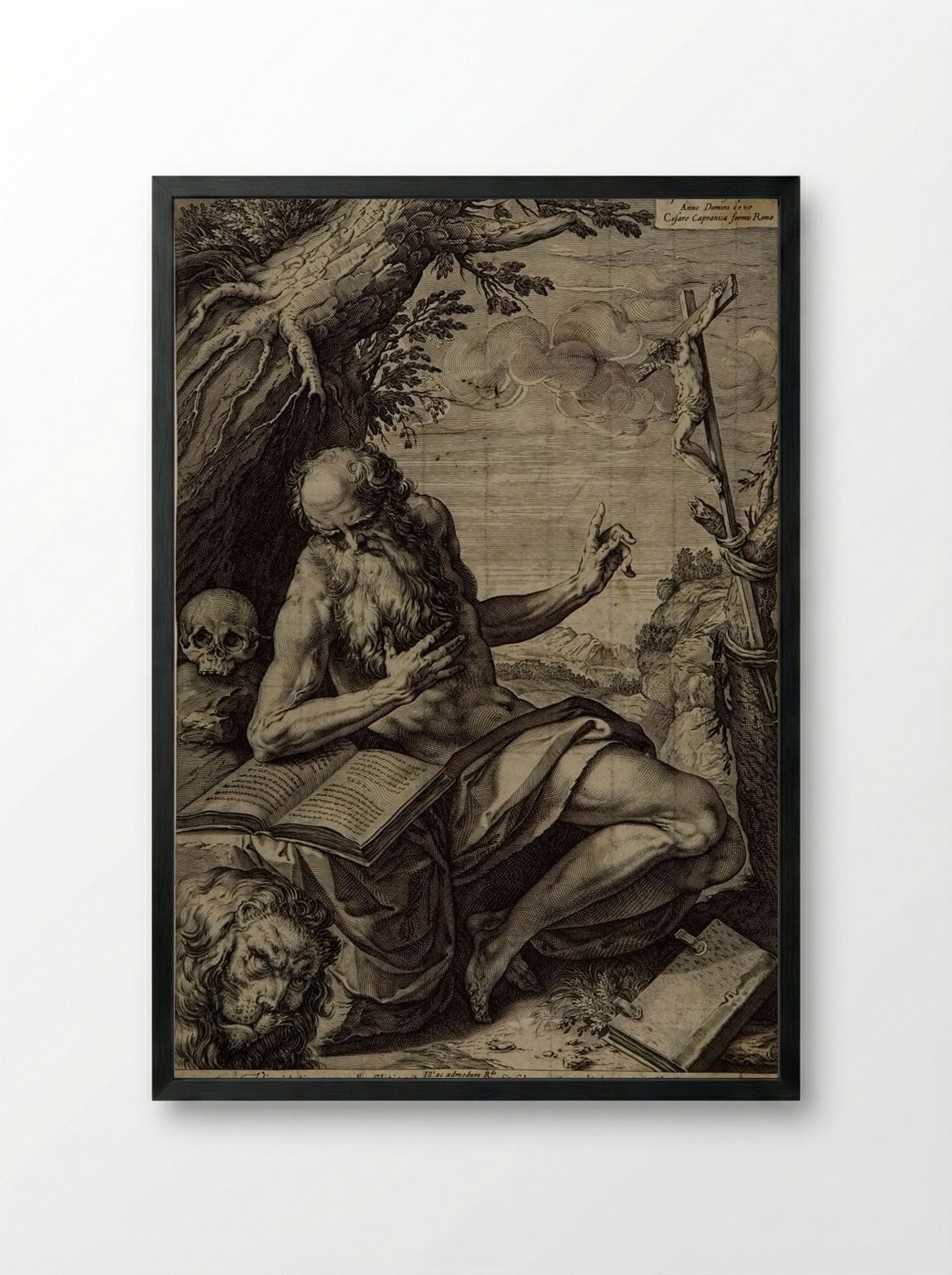 Saint Jerome - Raffaello Guidi - Framed Print Black
