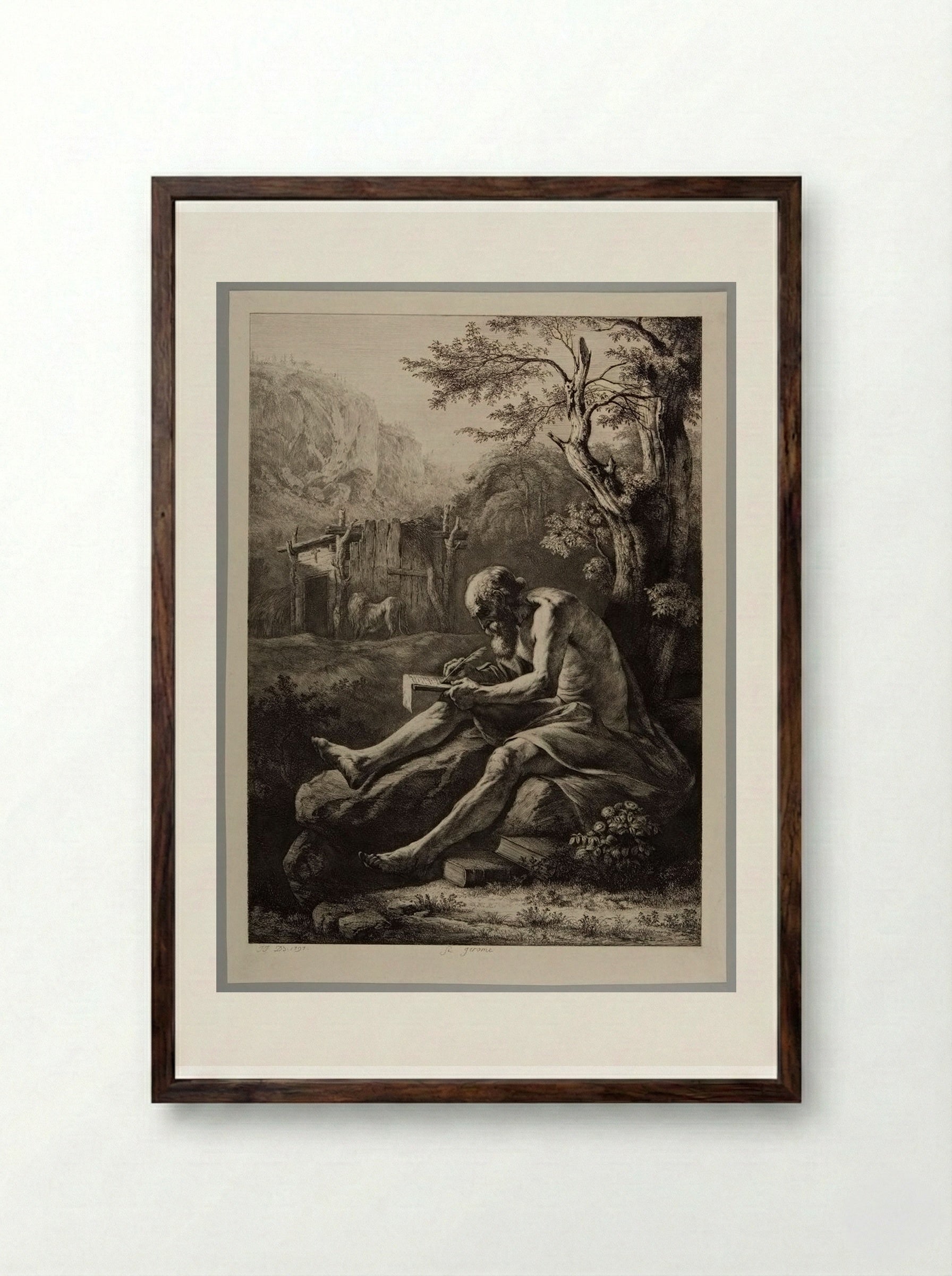 Saint Jerome - Jean-Jacques de Boissieu - Framed Print Dark Wood