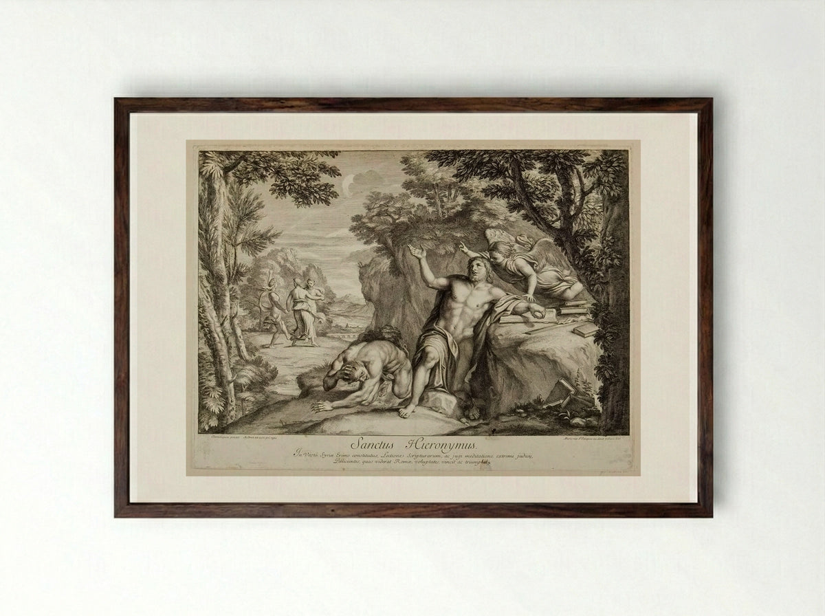 Saint Jerome - Gérard Audran - Framed Print Dark Wood