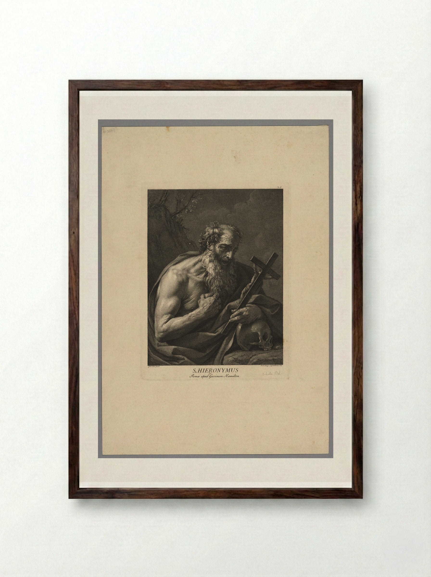 Saint Jerome - Domenico Cunego - Framed Print Dark Wood