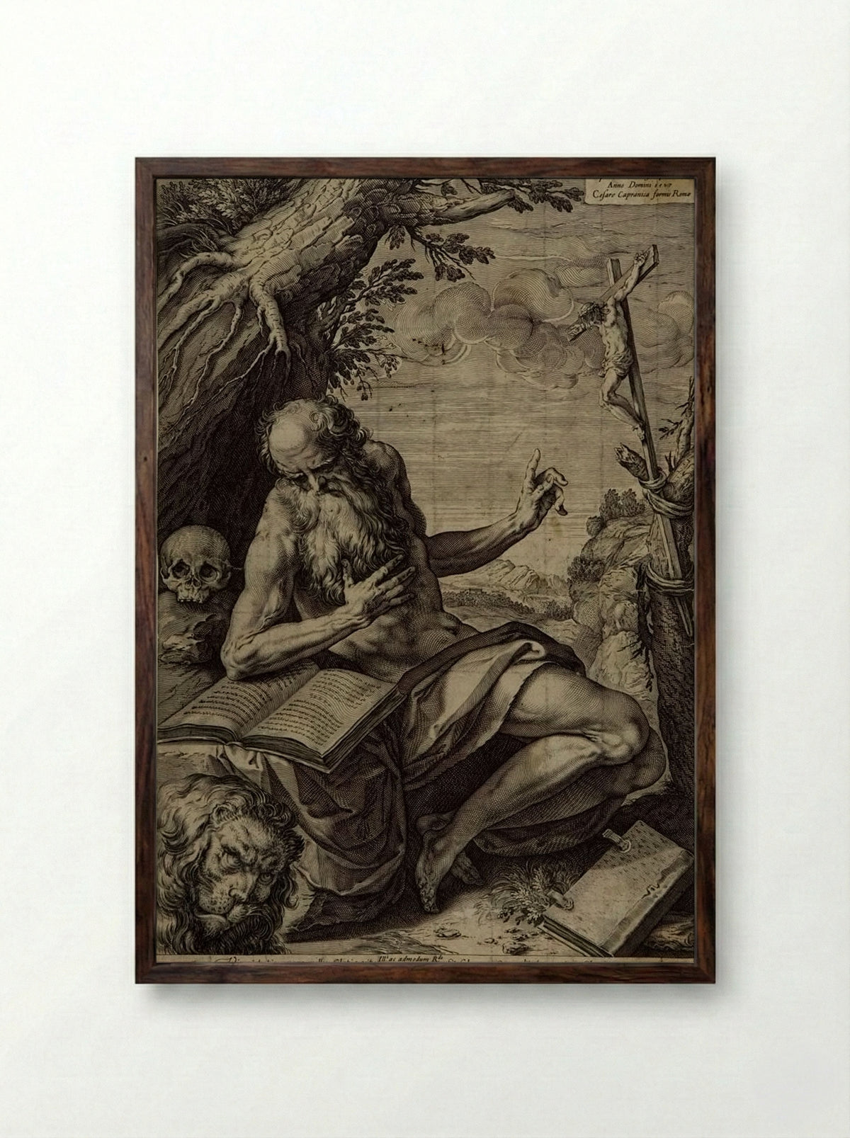 Saint Jerome - Raffaello Guidi - Framed Print Dark Wood