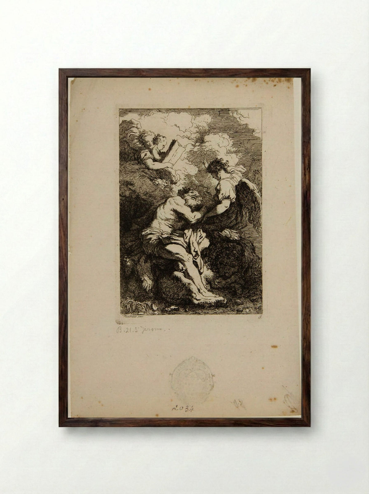 Saint Jerome - Jean-Honoré Fragonard - Framed Print Dark Wood