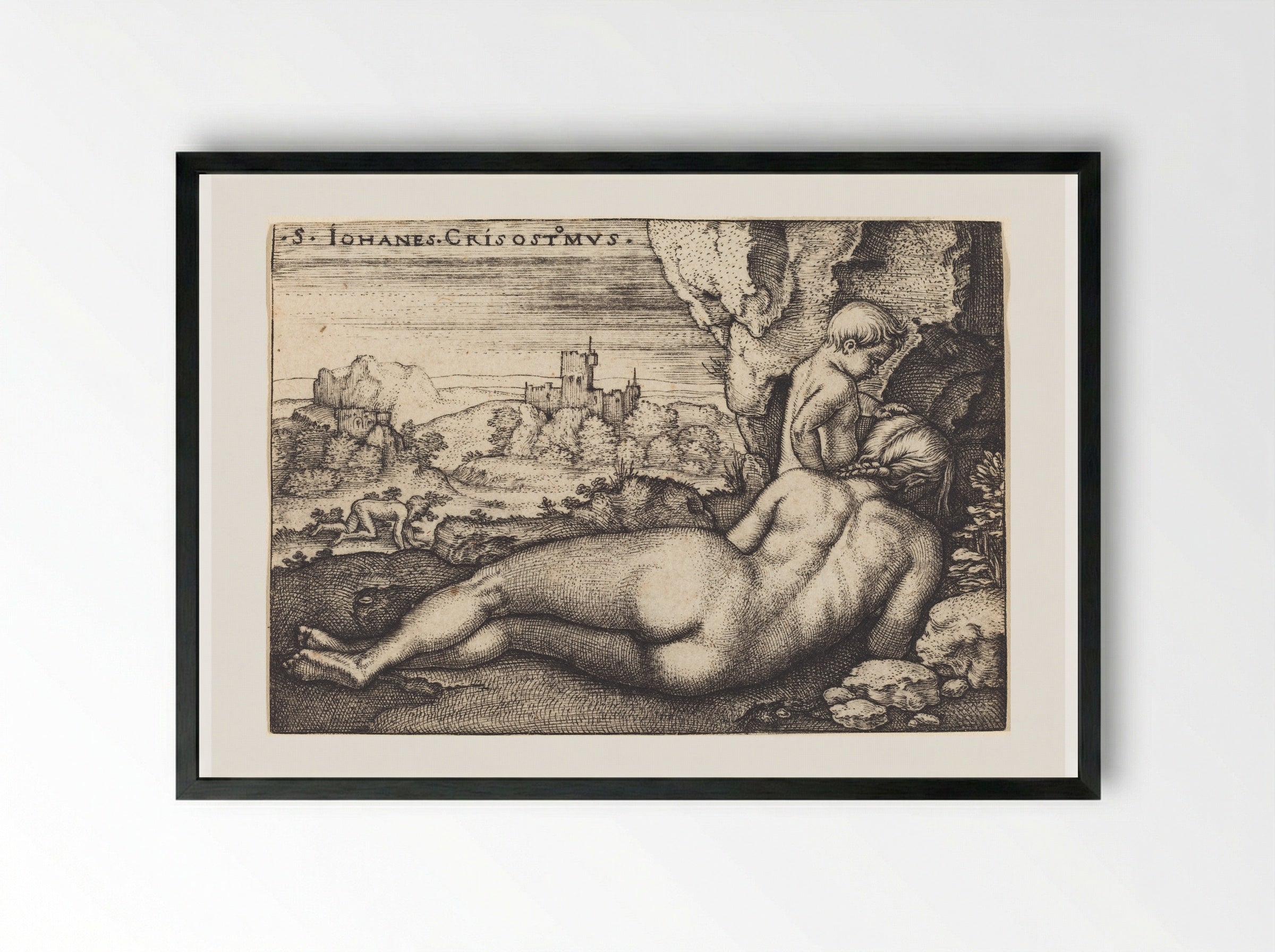 Saint John Chrysostom - Sebald Beham - Framed Print Black