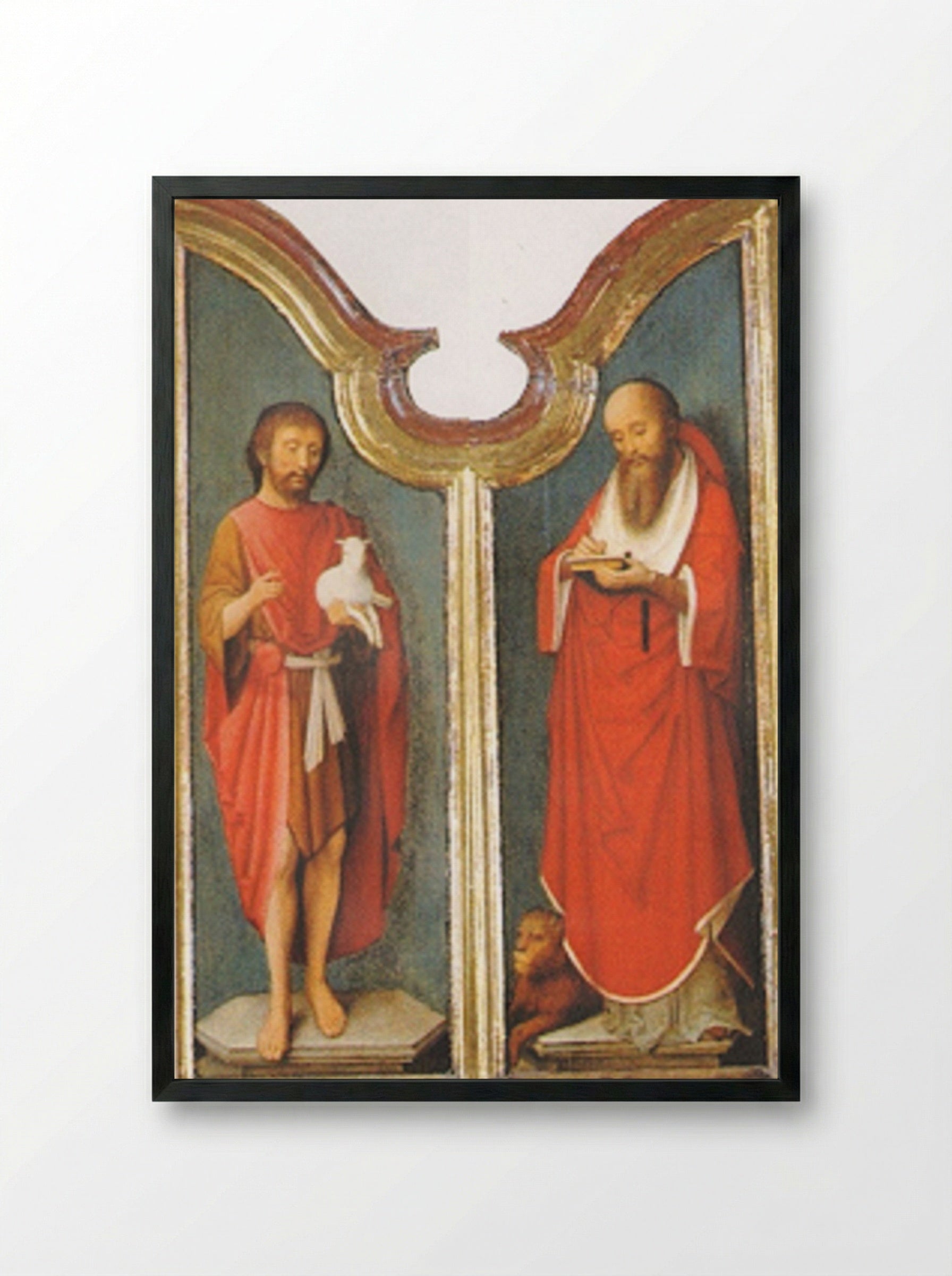 Saint John the Baptist and Saint Jerome - Adriaen Isenbrant - Framed Print Black