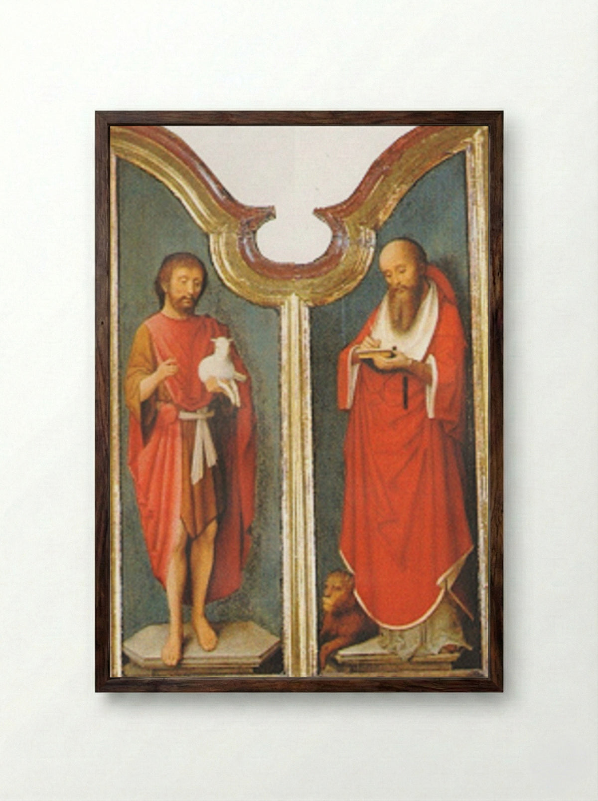 Saint John the Baptist and Saint Jerome - Adriaen Isenbrant - Framed Print Dark Wood
