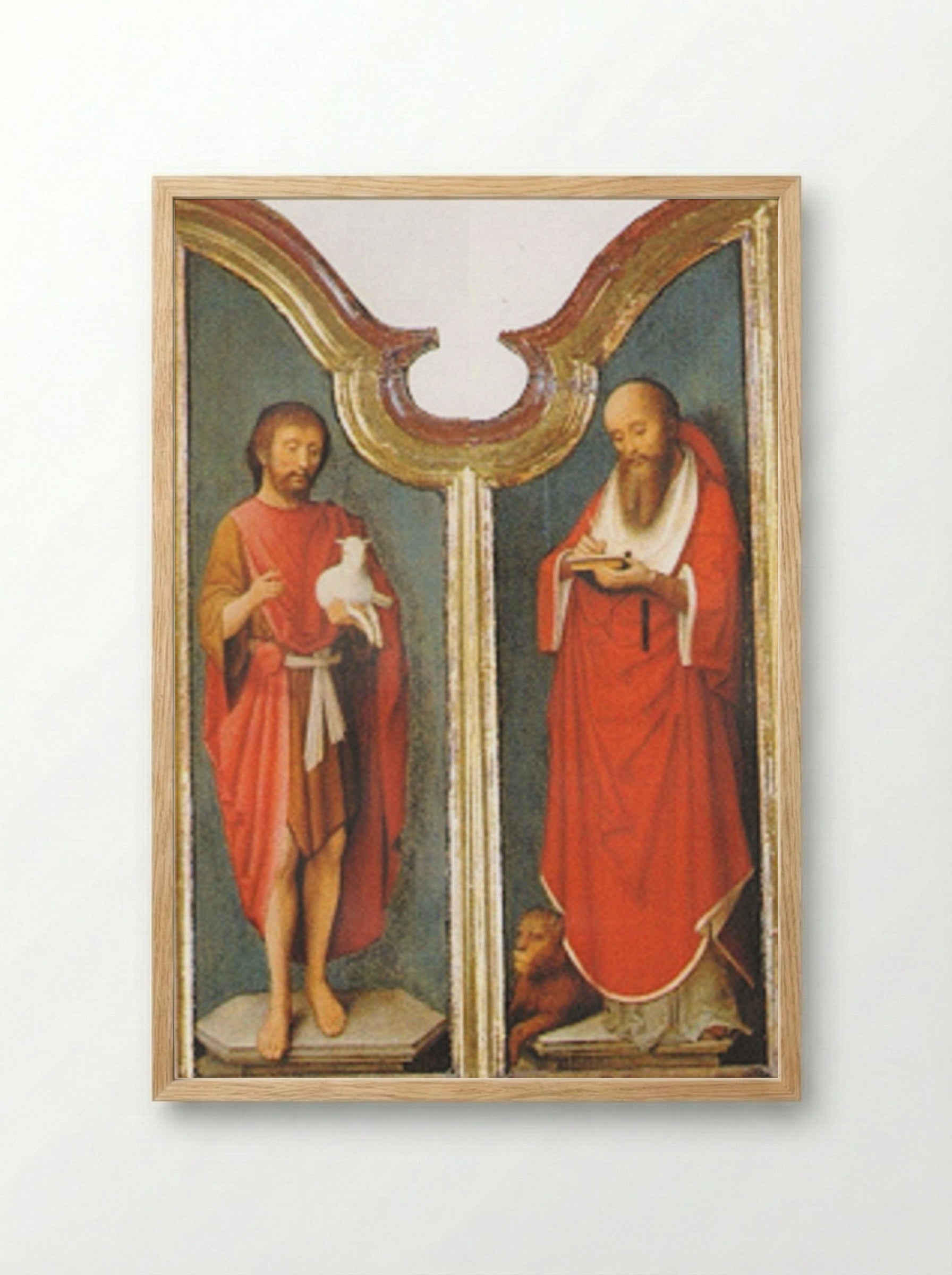 Saint John the Baptist and Saint Jerome - Adriaen Isenbrant - Framed Print Wood