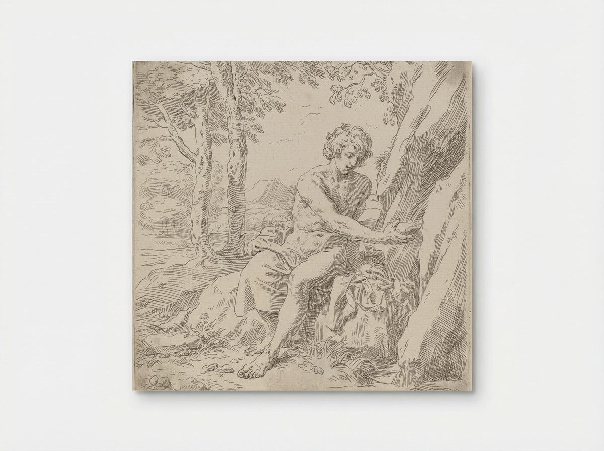 Saint John the Baptist in the Desert - Simone Cantarini - Poster