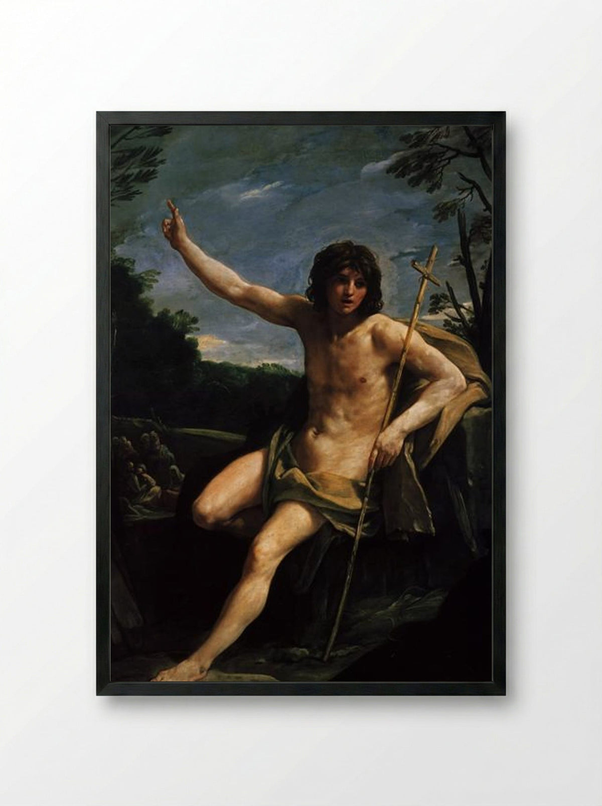 Saint John the Baptist in the Wilderness - Guido Reni - Framed Print Black