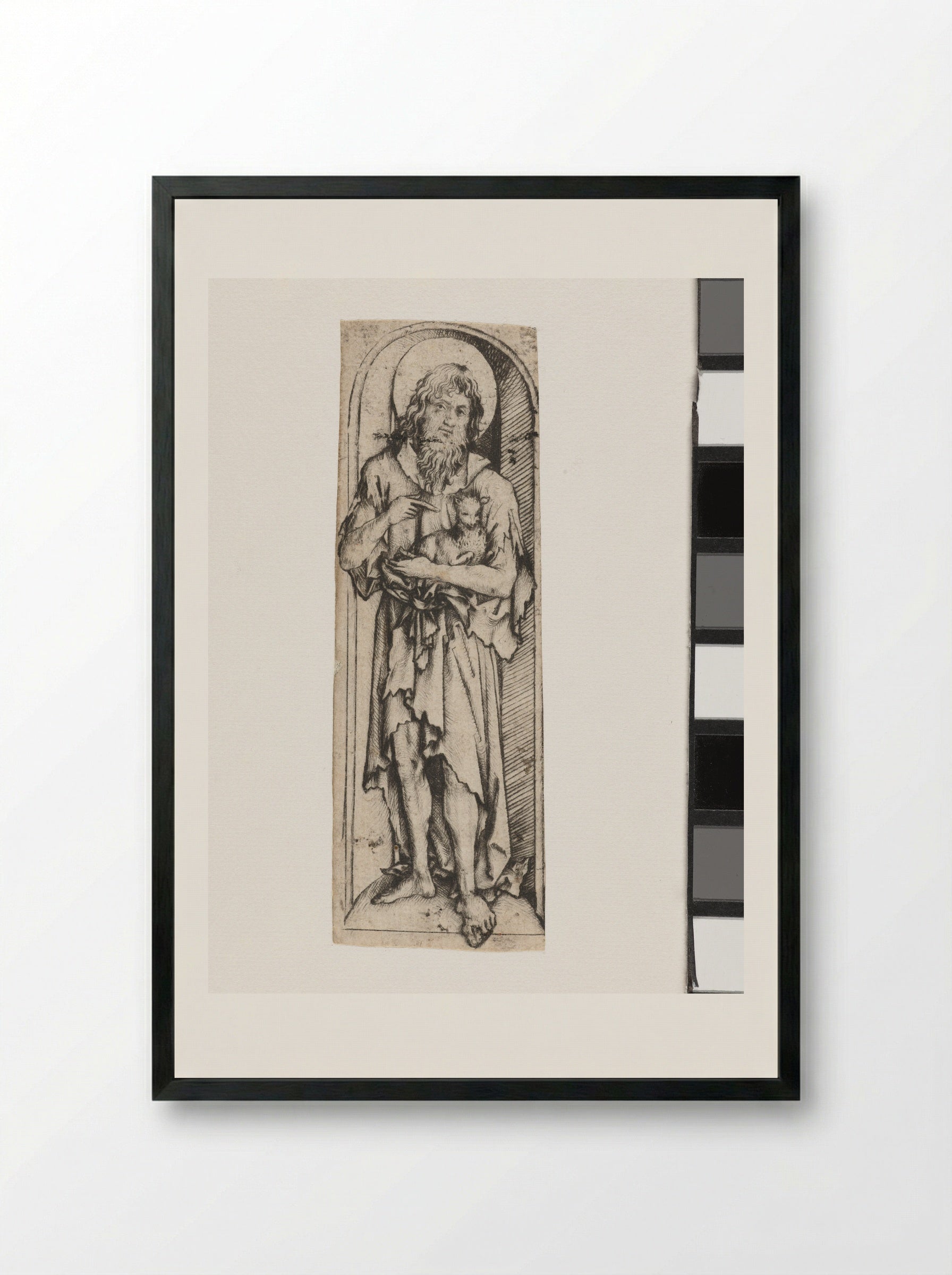 Saint John the Baptist - Master of the Amsterdam Cabinet - Framed Print Black