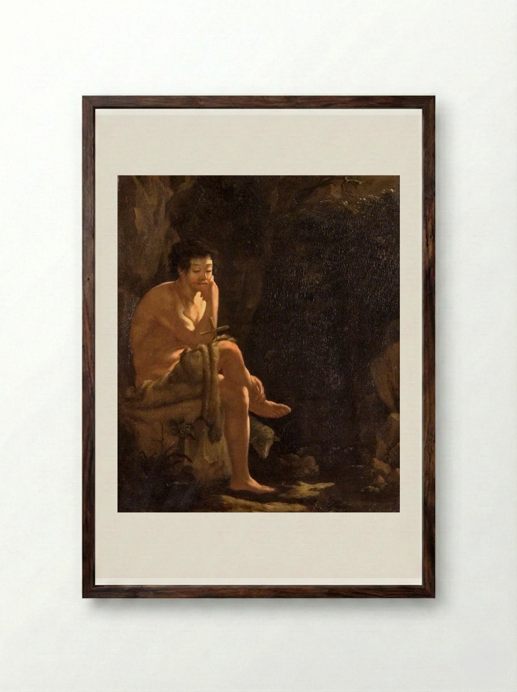 Saint John the Baptist - Claude Mellan - Framed Print Dark Wood