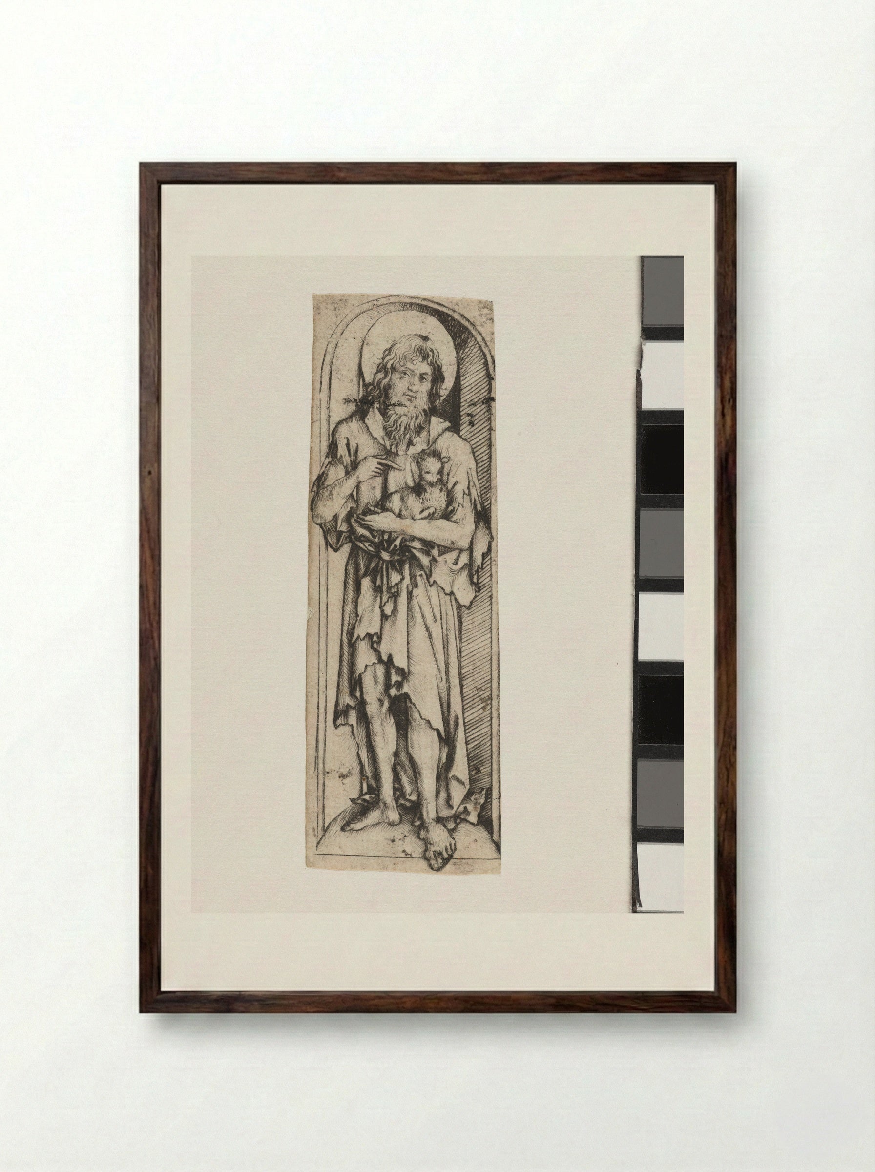 Saint John the Baptist - Master of the Amsterdam Cabinet - Framed Print Dark Wood