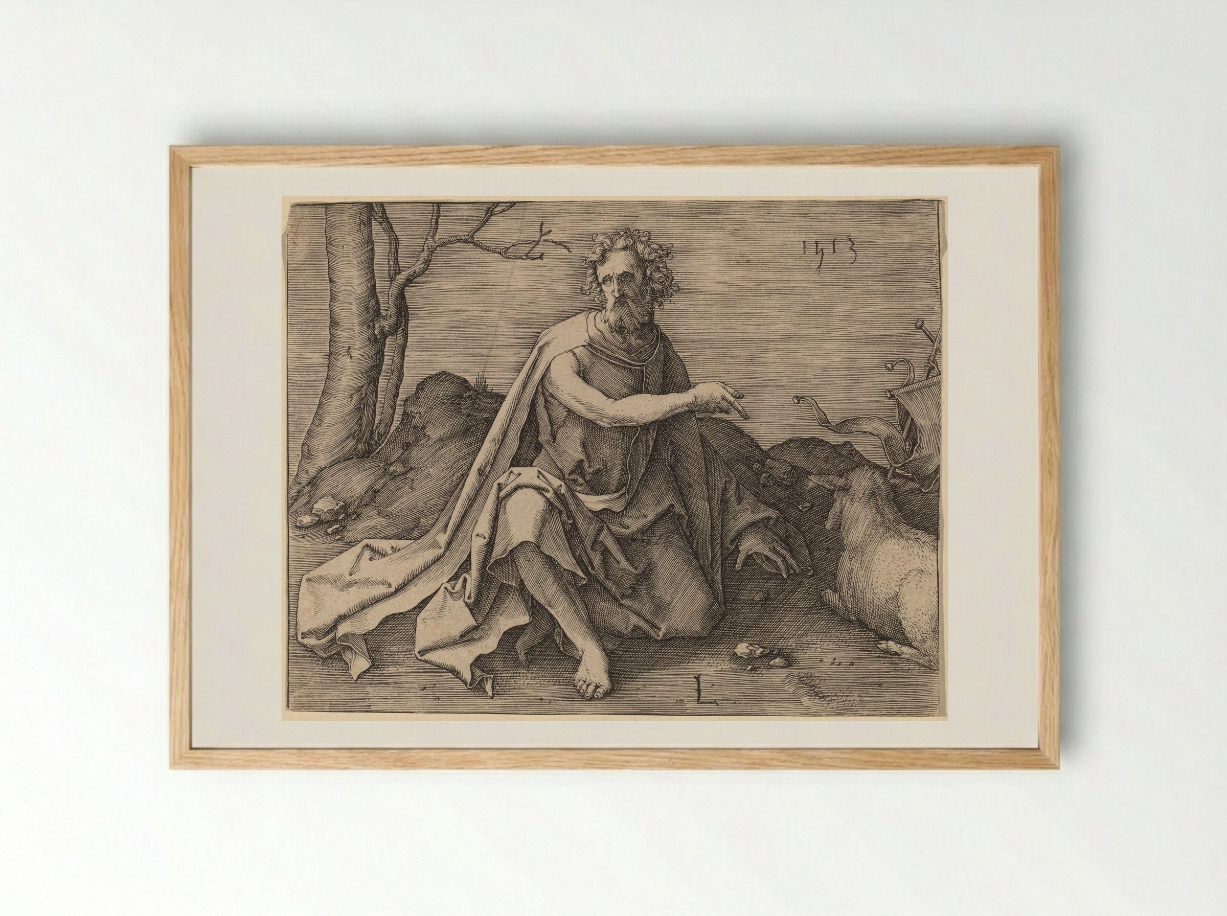 Saint John the Baptist - Lucas van Leyden - Framed Print Wood