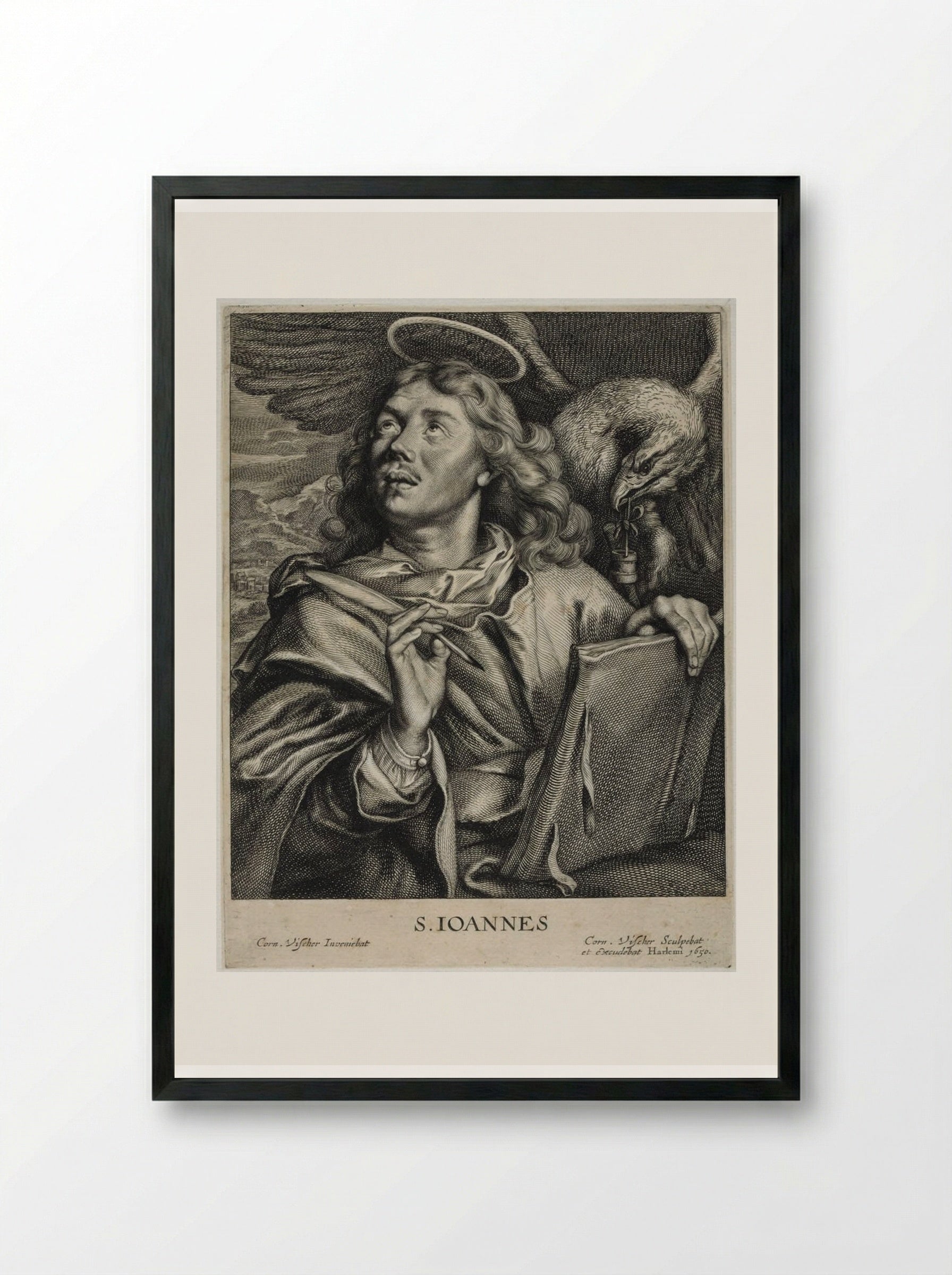 Saint John - Cornelis Visscher - Framed Print Black