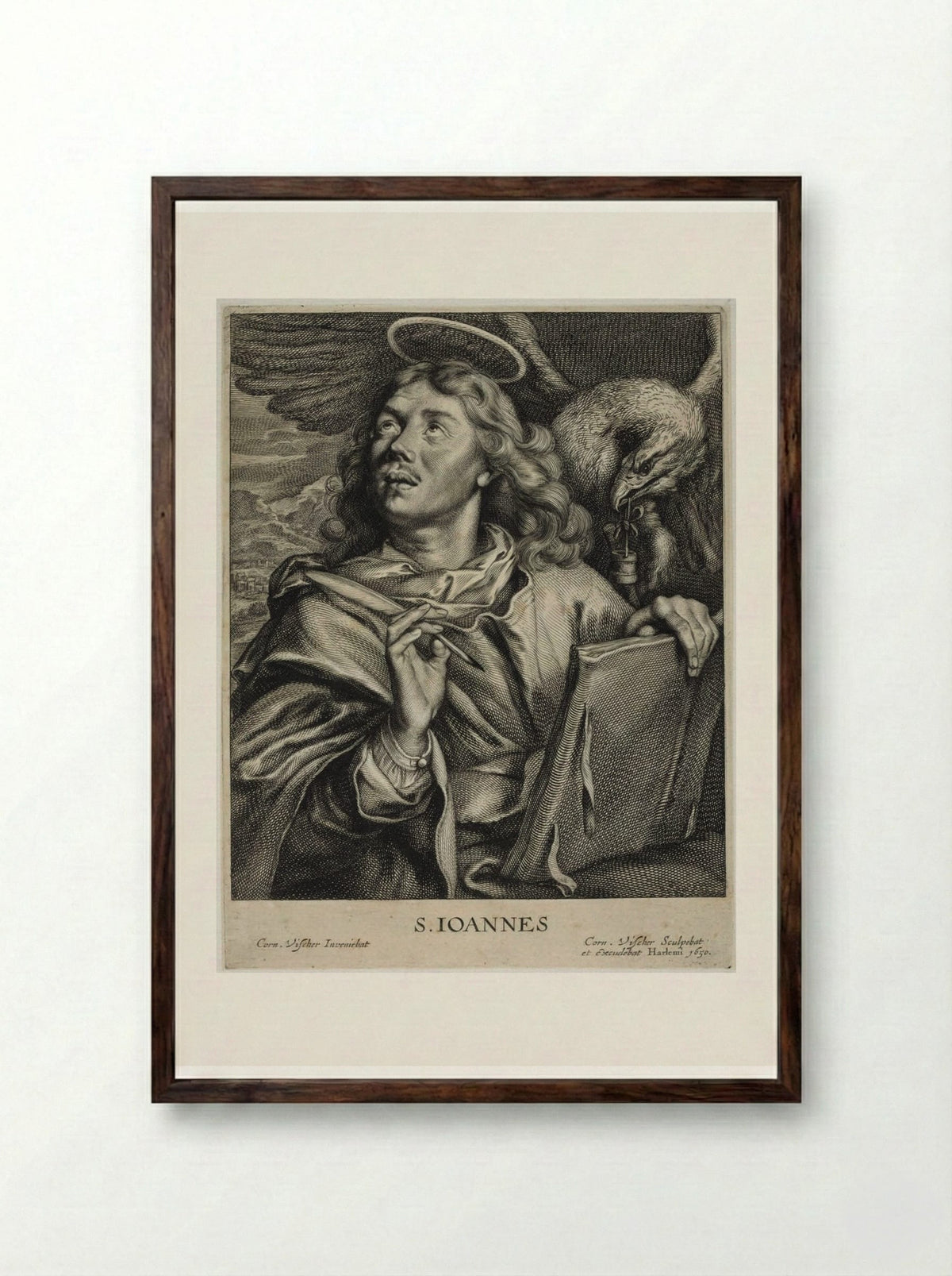 Saint John - Cornelis Visscher - Framed Print Dark Wood