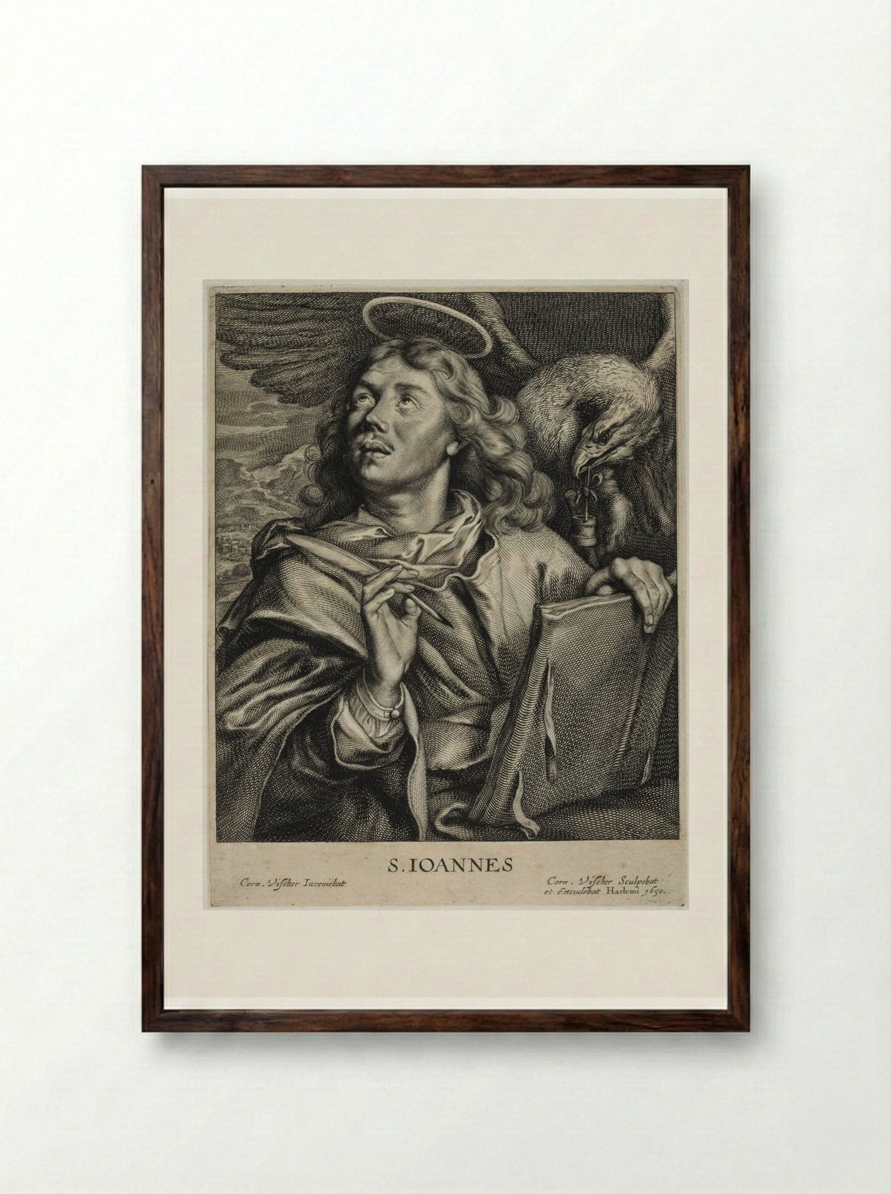 Saint John - Cornelis Visscher - Framed Print Dark Wood