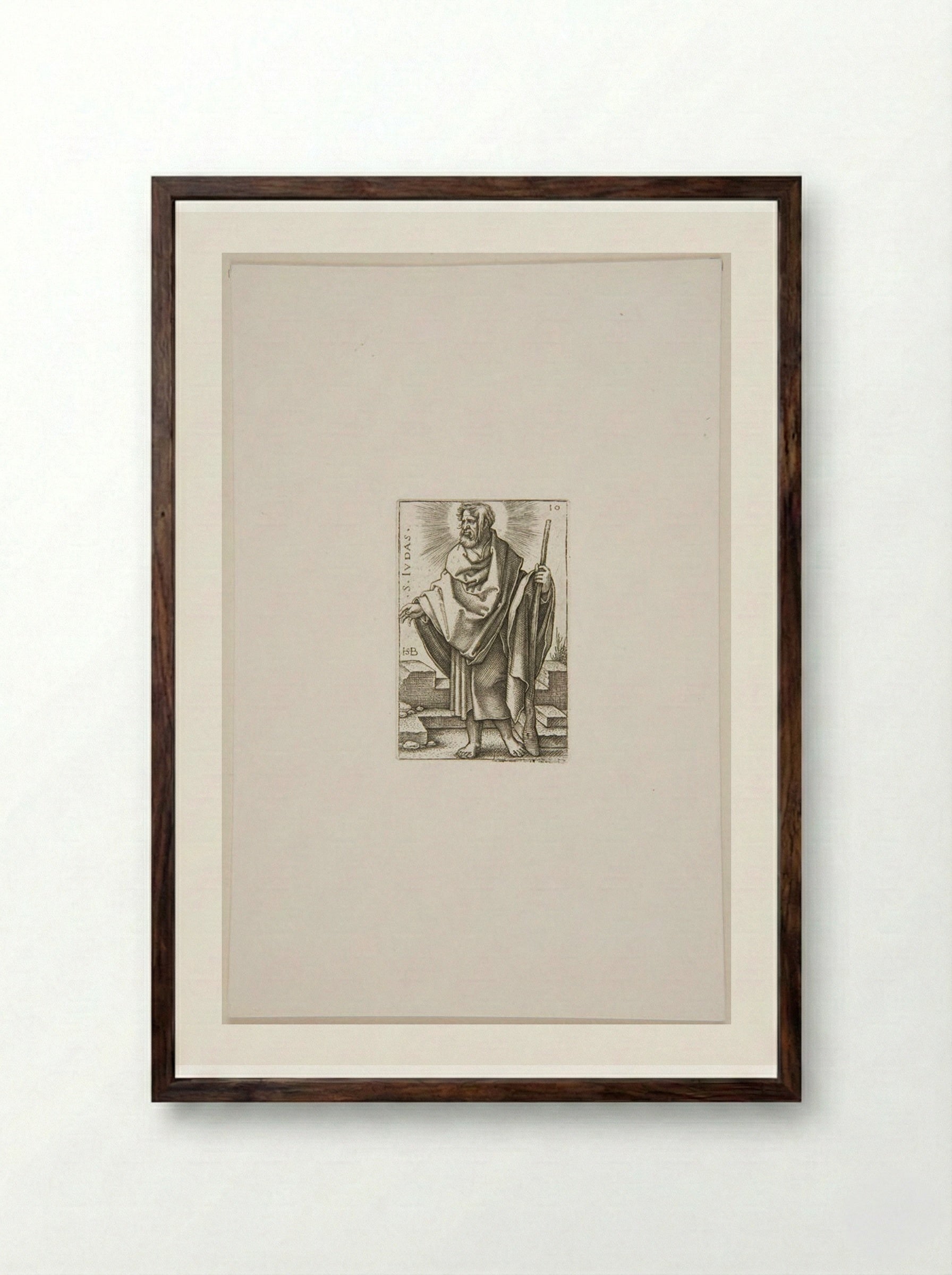 Saint Judas Thaddeus - Sebald Beham - Framed Print Dark Wood