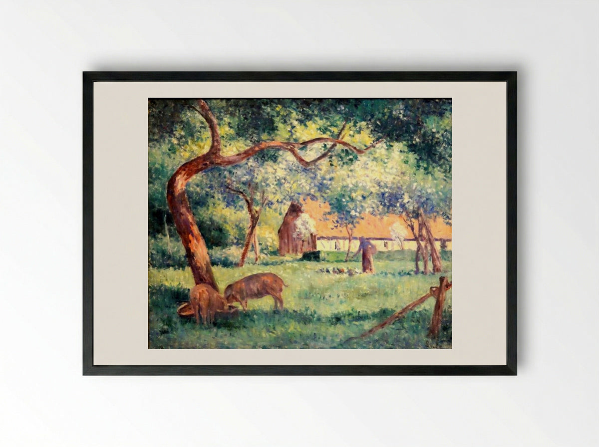Saint-Laurent-en-Caux, Norman Court - Maximilien Luce - Framed Print Black
