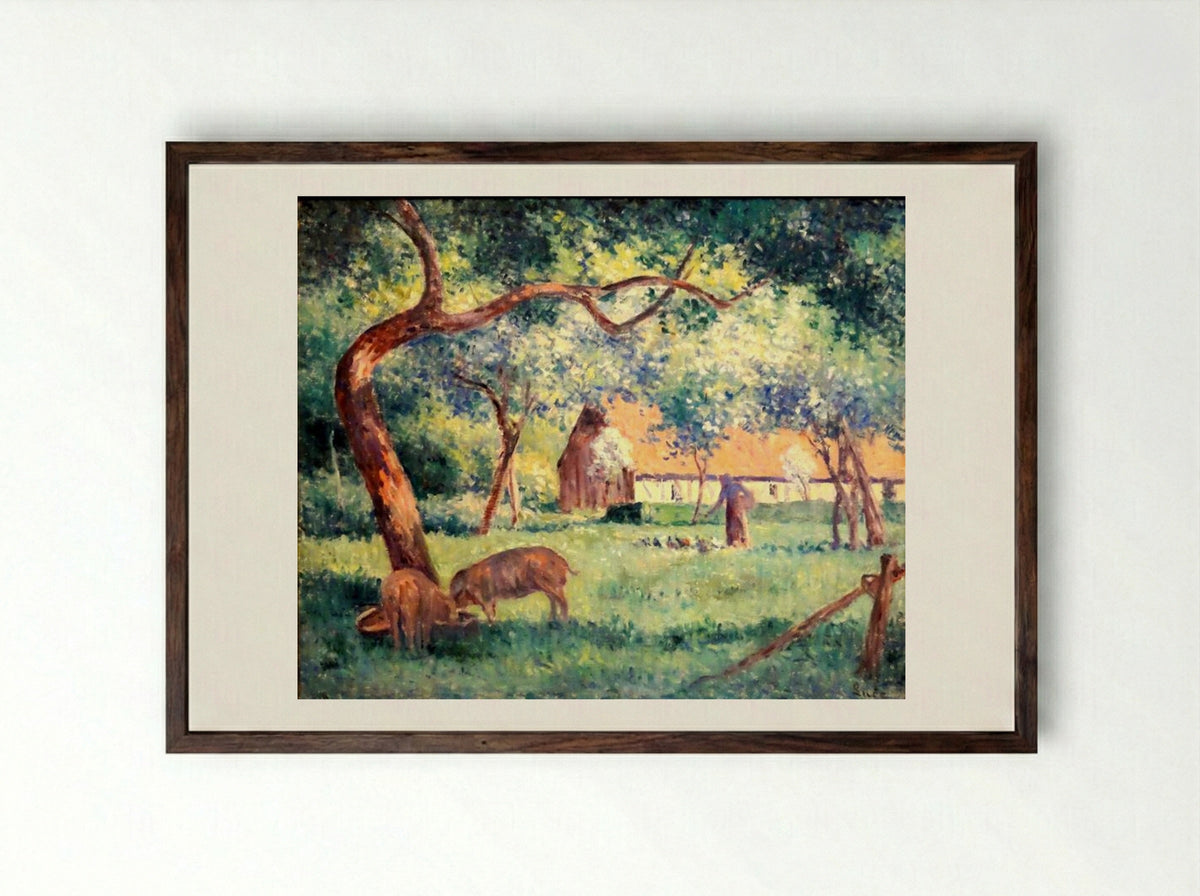 Saint-Laurent-en-Caux, Norman Court - Maximilien Luce - Framed Print Dark Wood