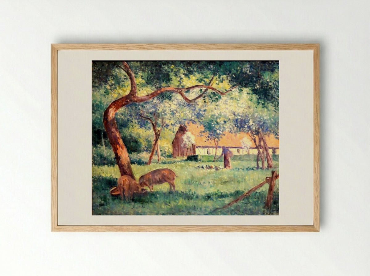 Saint-Laurent-en-Caux, Norman Court - Maximilien Luce - Framed Print Wood