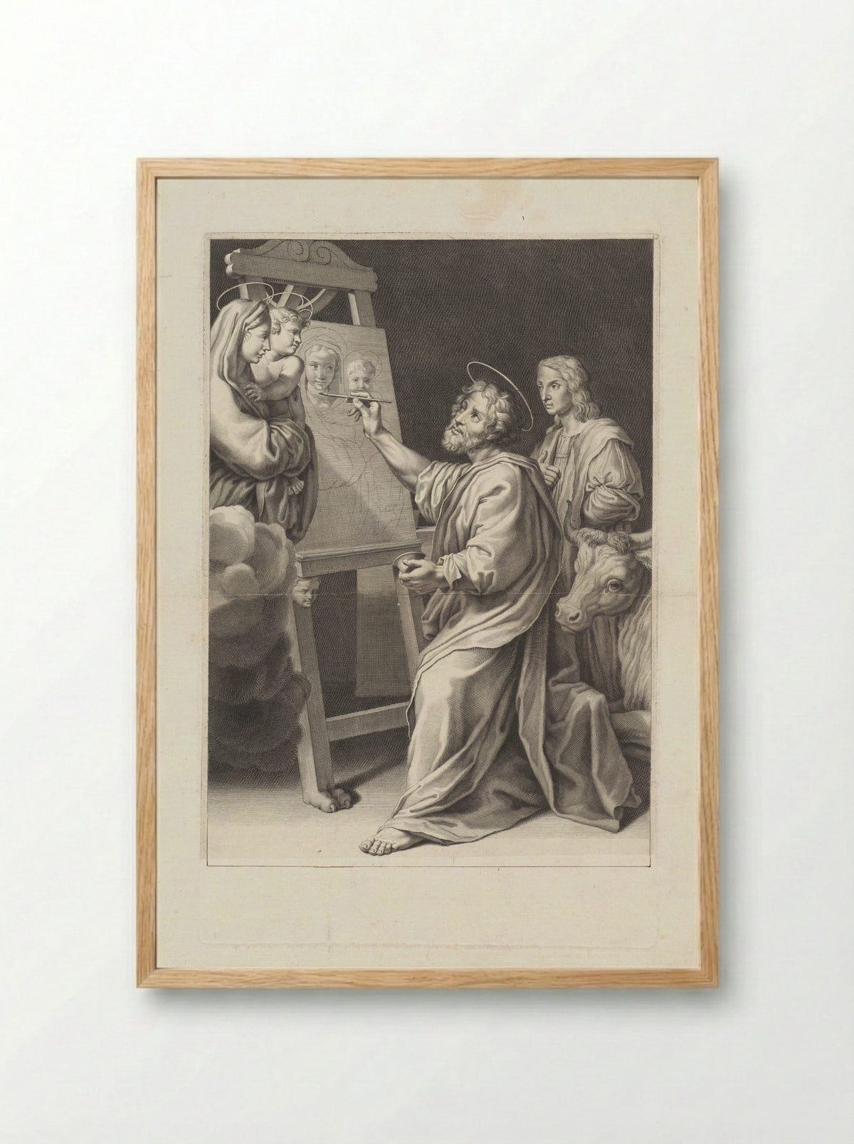Saint Luke Painting the Virgin and Child - Jean Langlois - Framed Print Wood