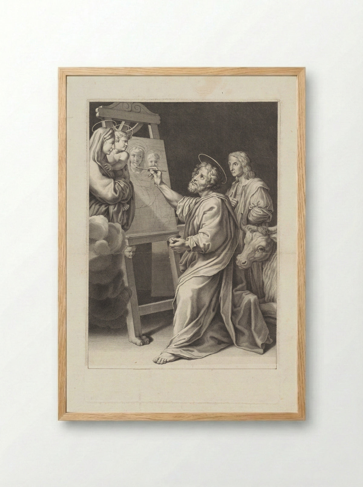 Saint Luke Painting the Virgin and Child - Jean Langlois - Framed Print Wood