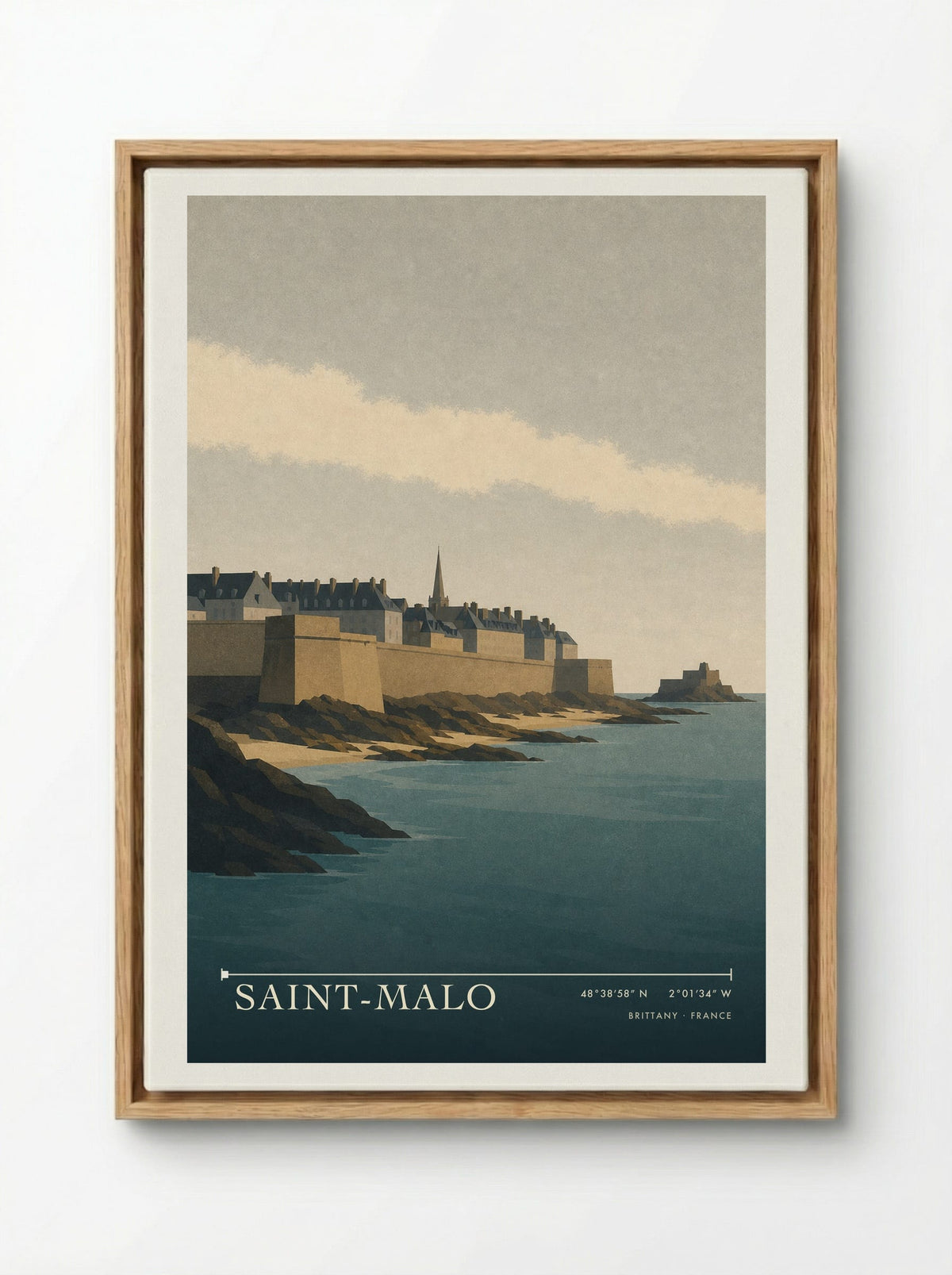 Saint-Malo Travel Poster Artwork - Framed Canvas Wood