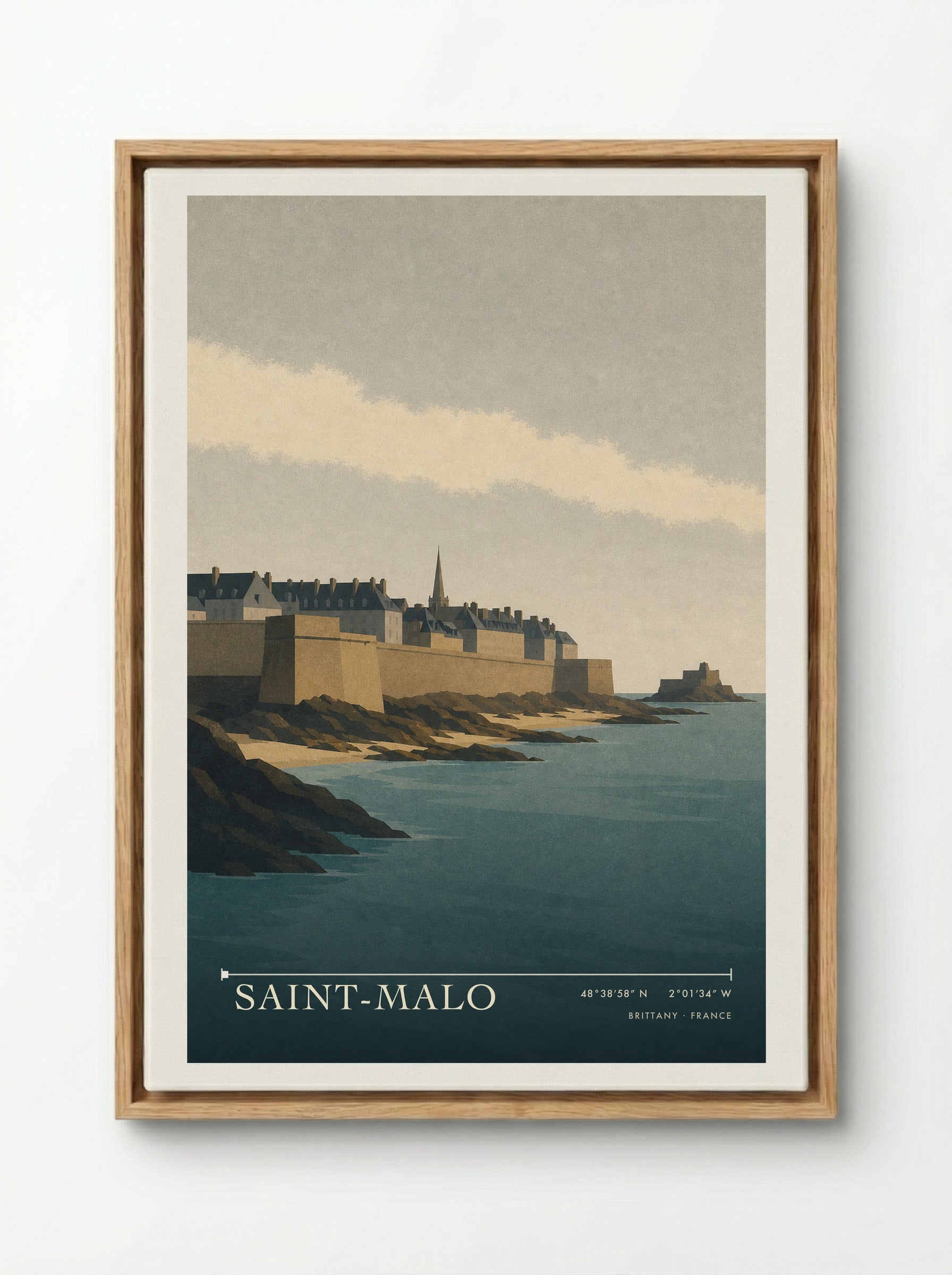 Saint-Malo Travel Poster Artwork - Framed Canvas Wood