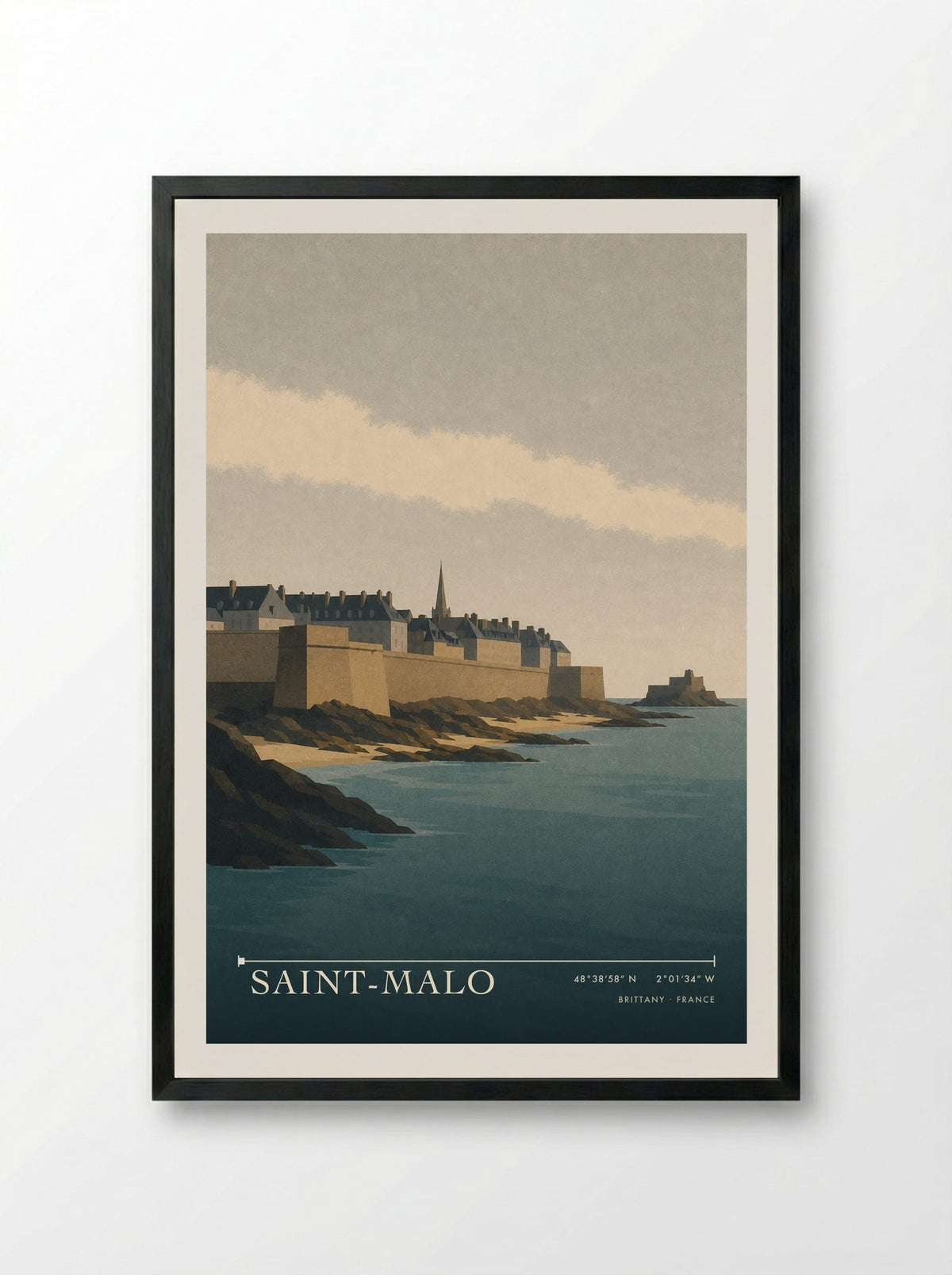 Saint-Malo Travel Poster Artwork - Framed Print Black
