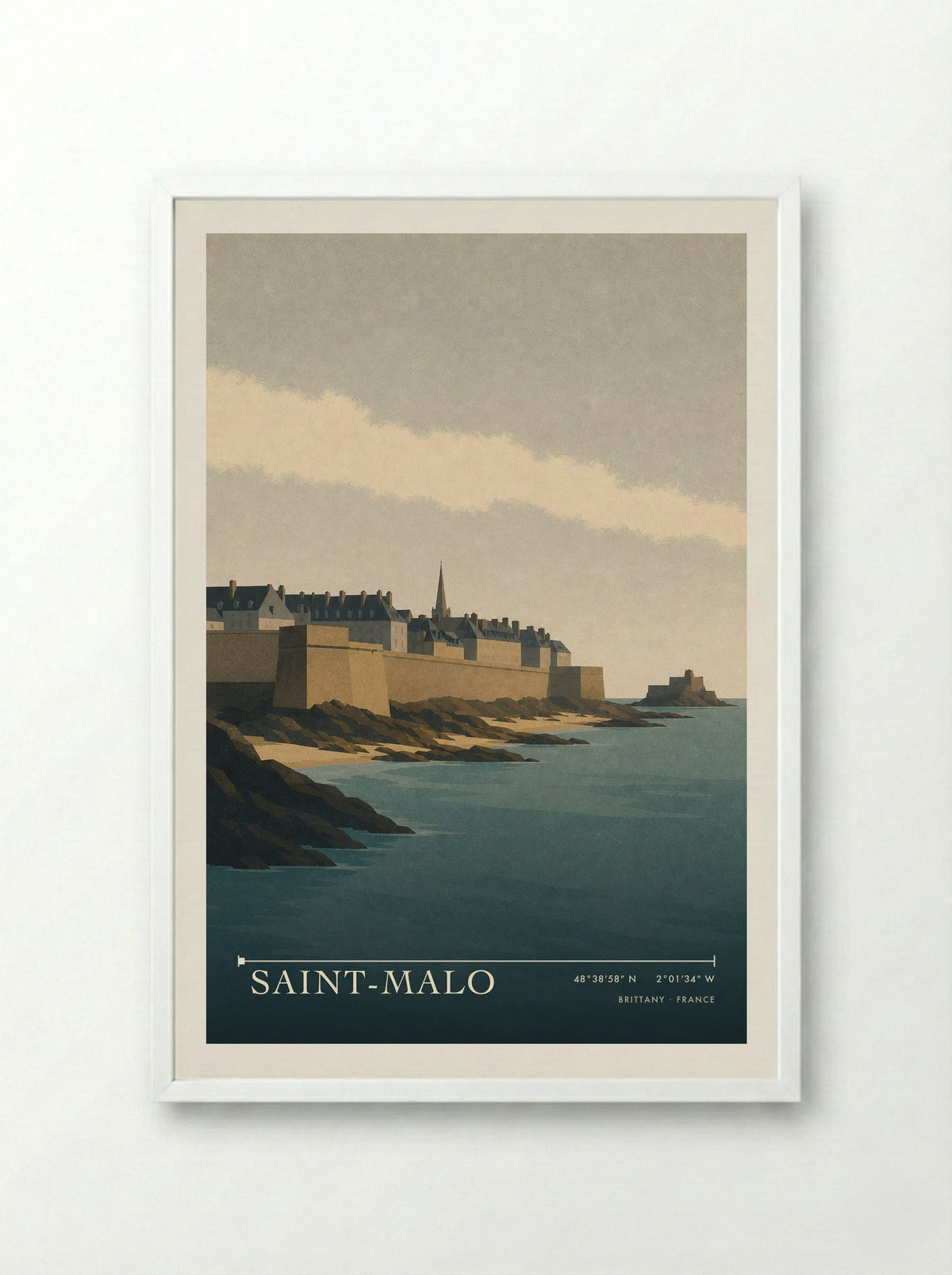 Saint-Malo Travel Poster Artwork - Framed Print White