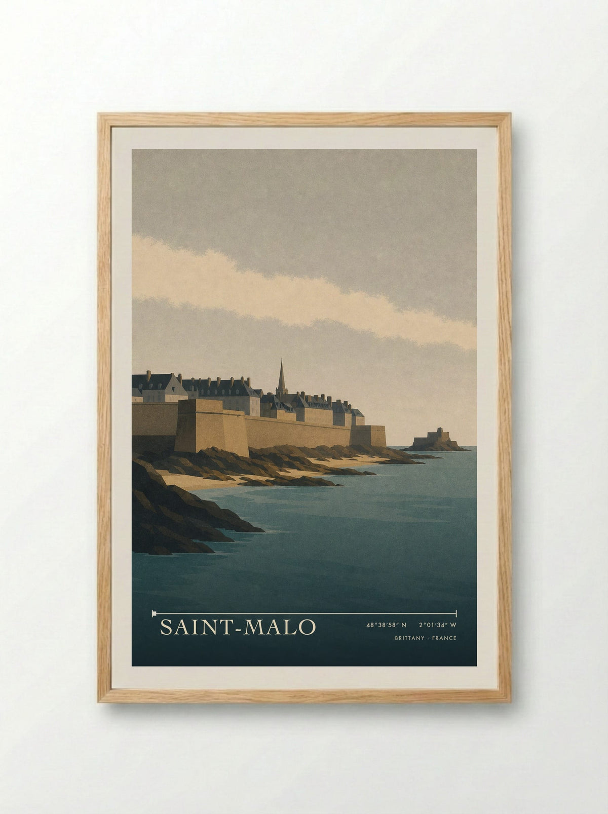 Saint-Malo Travel Poster Artwork - Framed Print Wood