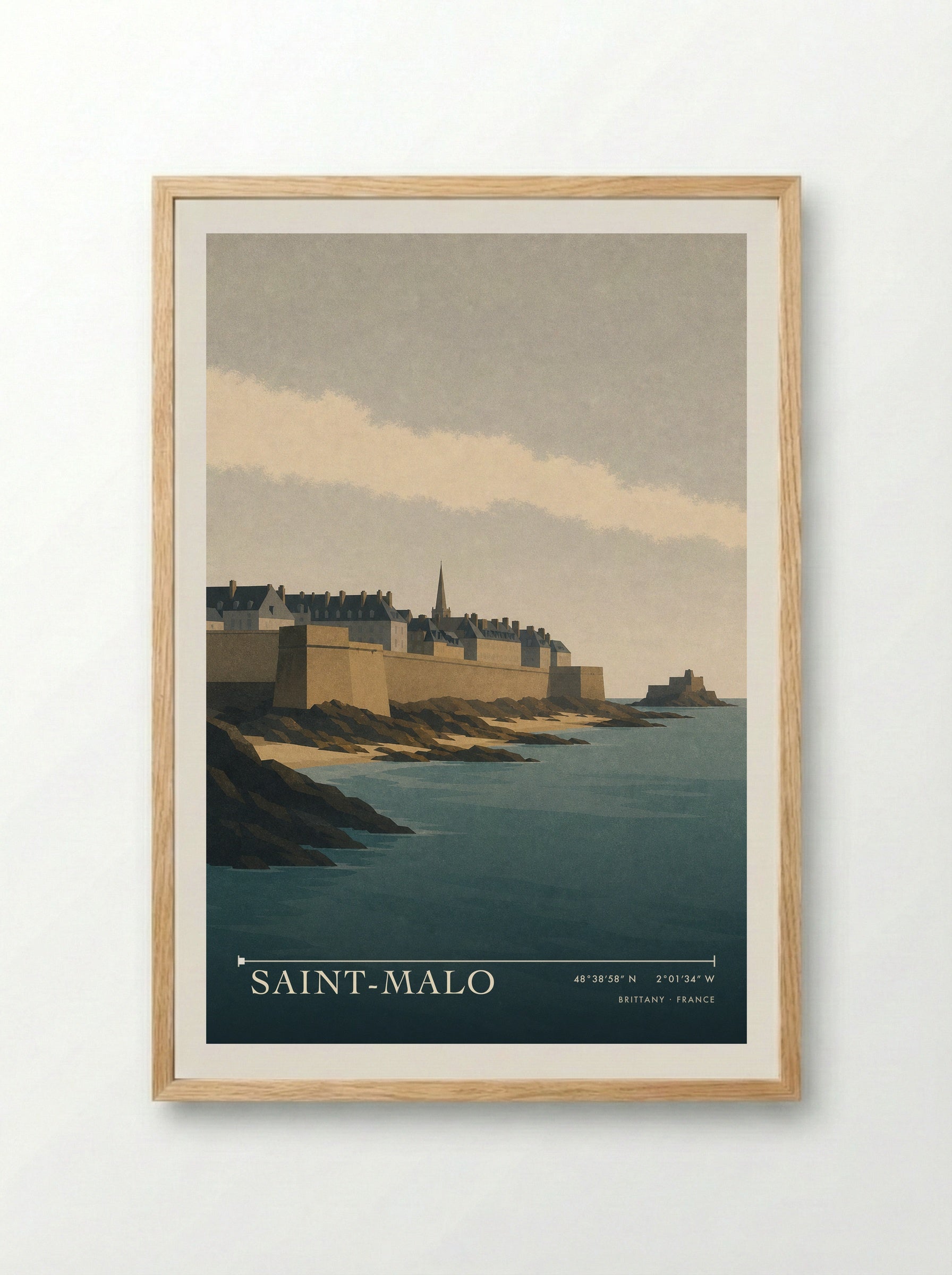 Saint-Malo Travel Poster Artwork - Framed Print Wood