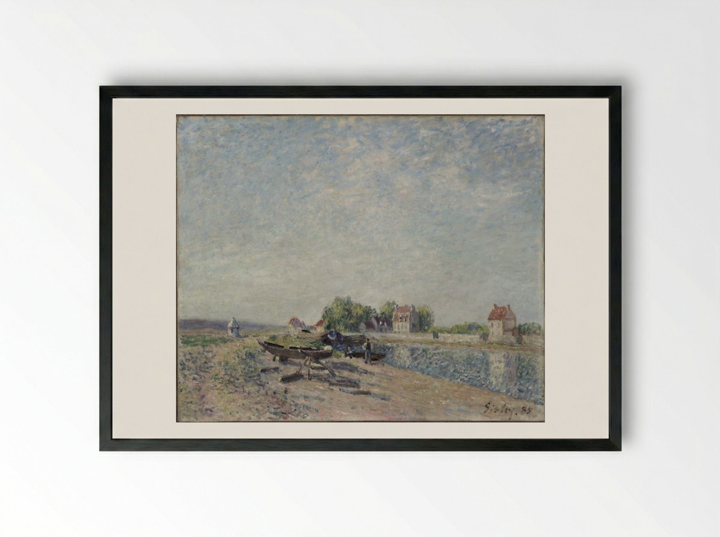 Saint-Mammès, Loing Canal - Alfred Sisley - Framed Print Black