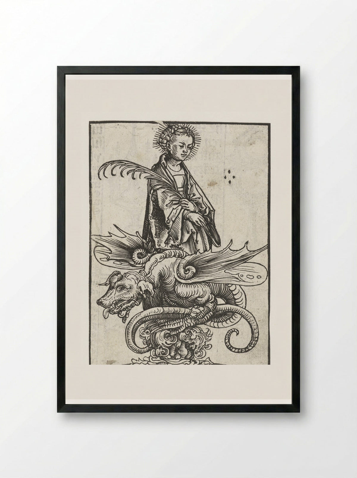 Saint Margaret and the Dragon - Lucas Cranach the Elder - Framed Print Black